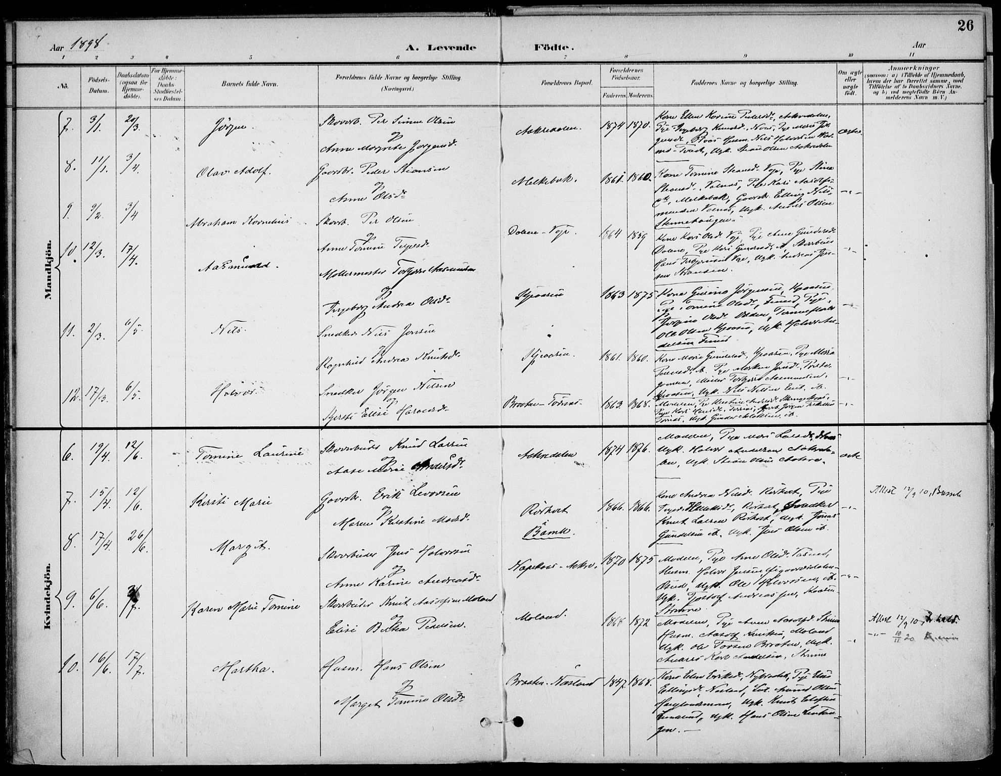Drangedal kirkebøker, SAKO/A-258/F/Fa/L0012: Parish register (official) no. 12, 1895-1905, p. 26