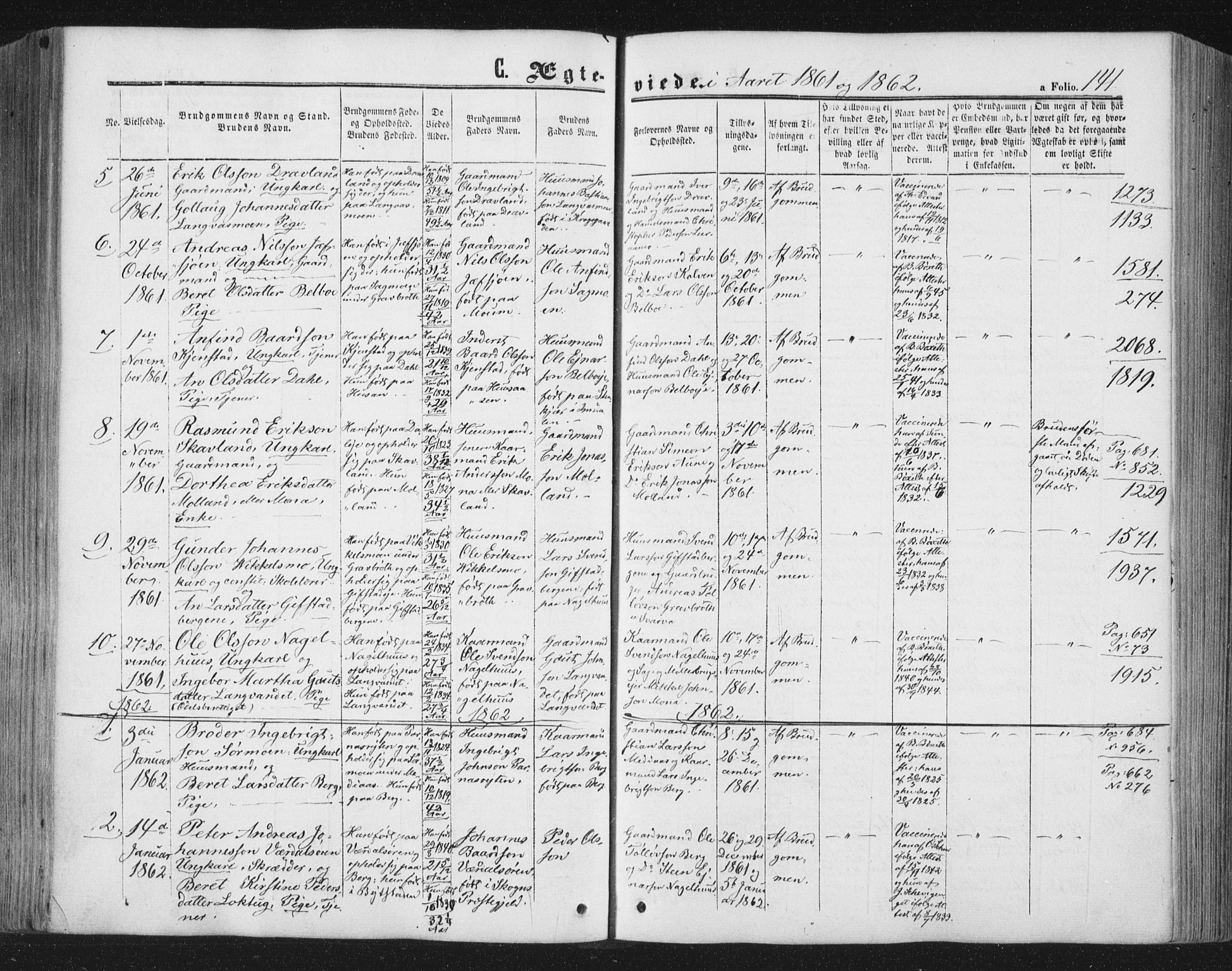 Ministerialprotokoller, klokkerbøker og fødselsregistre - Nord-Trøndelag, AV/SAT-A-1458/749/L0472: Parish register (official) no. 749A06, 1857-1873, p. 141