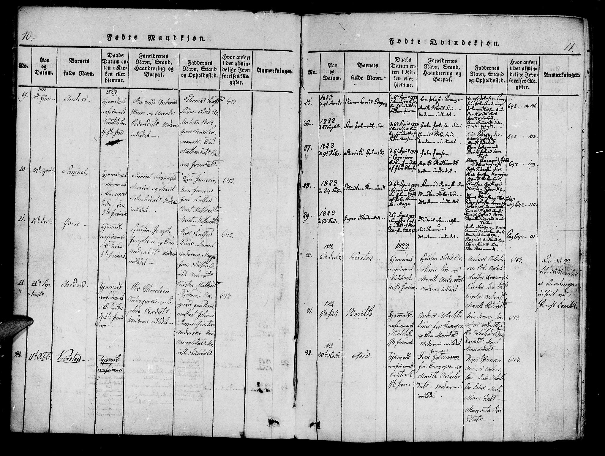 Kistrand/Porsanger sokneprestembete, SATØ/S-1351/H/Ha/L0010.kirke: Parish register (official) no. 10, 1821-1842, p. 10-11