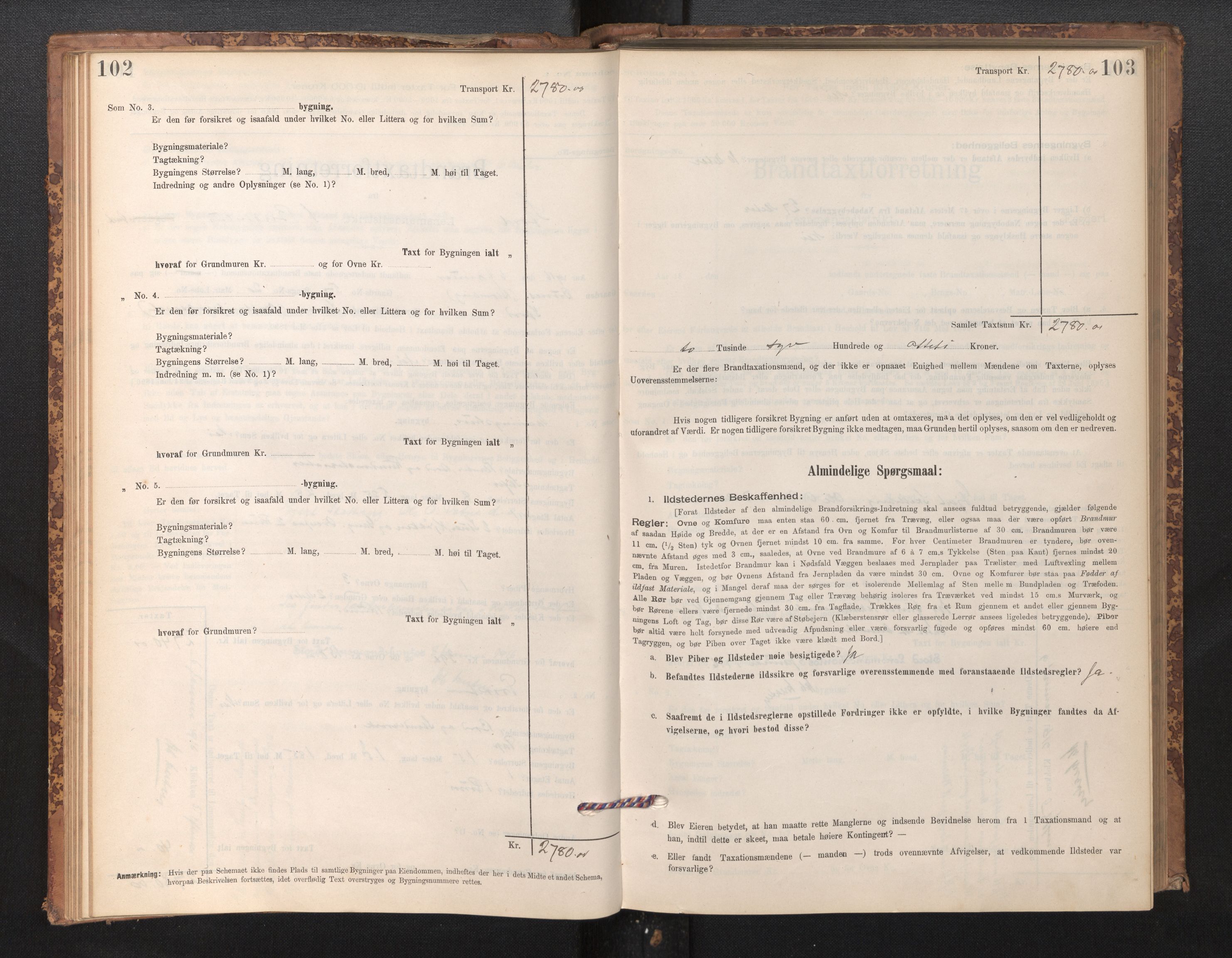 Lensmannen i Stord, SAB/A-35001/0012/L0002: Branntakstprotokoll, skjematakst, 1897-1922, p. 102-103