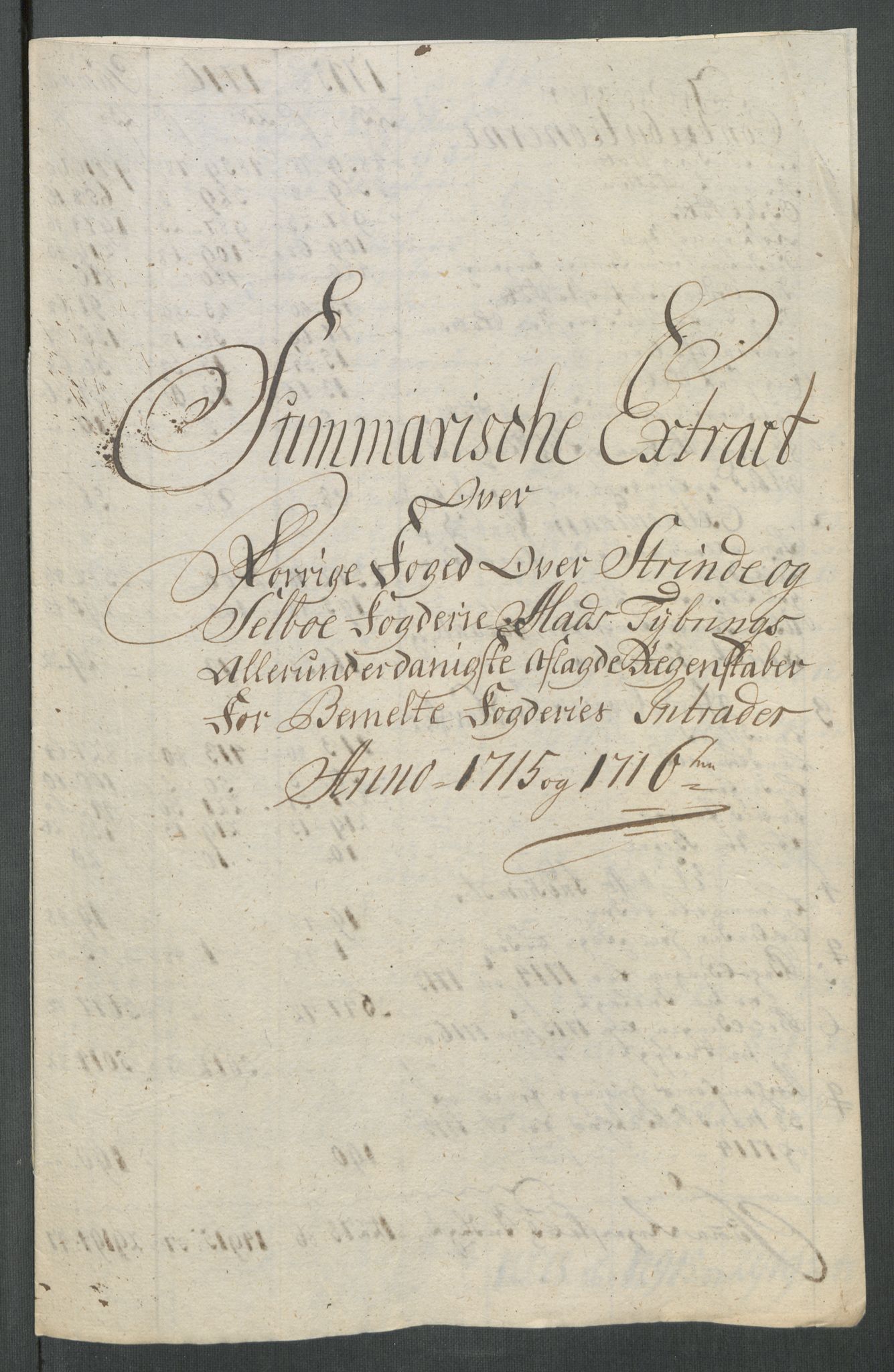 Rentekammeret inntil 1814, Reviderte regnskaper, Fogderegnskap, AV/RA-EA-4092/R61/L4115: Fogderegnskap Strinda og Selbu, 1715-1716, p. 250