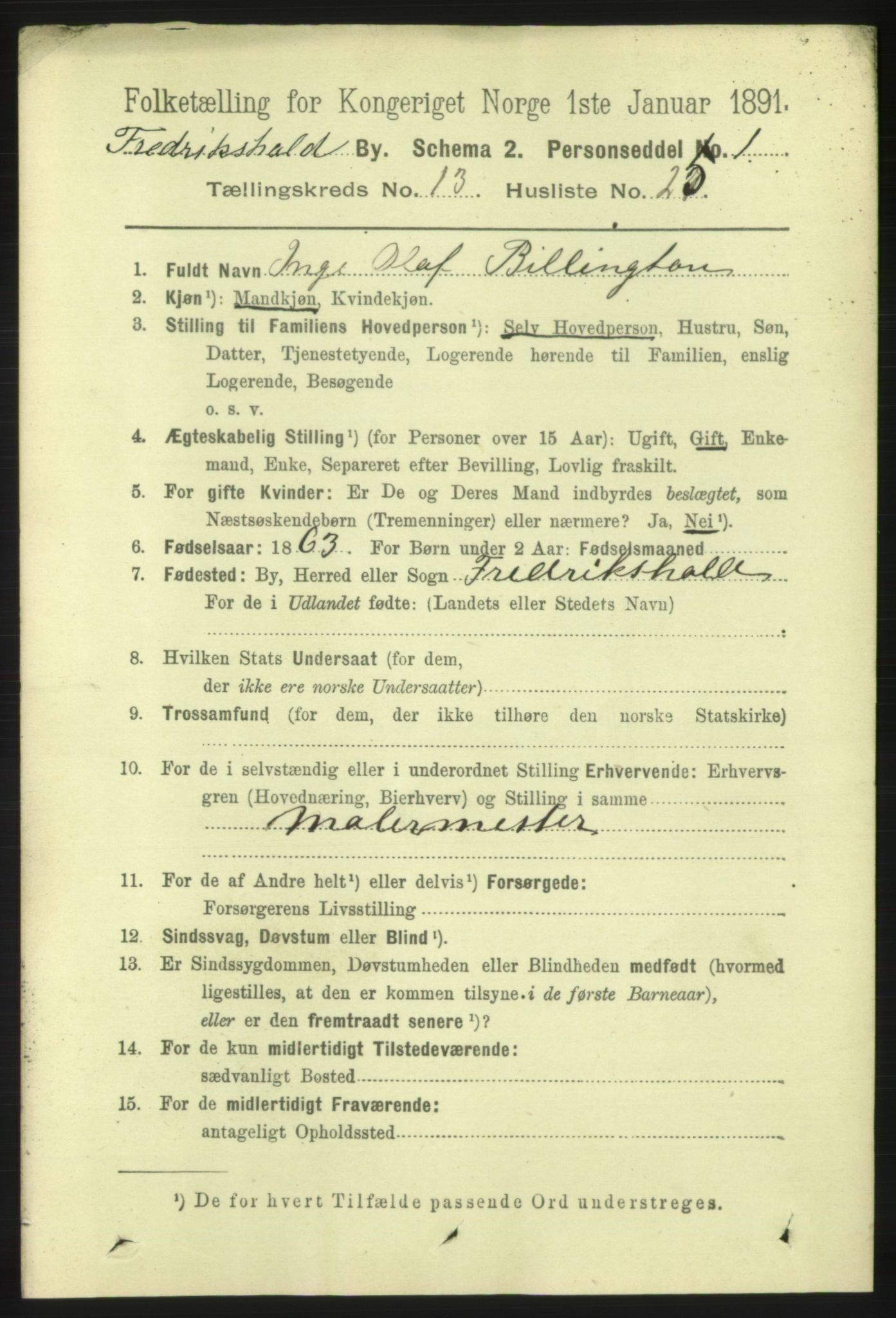 RA, 1891 census for 0101 Fredrikshald, 1891, p. 9012