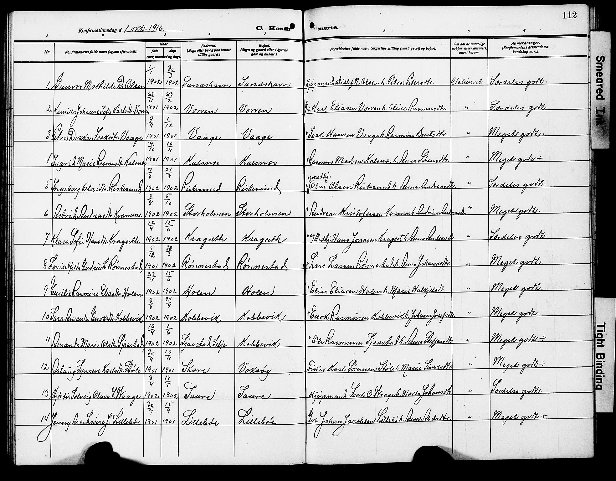 Ministerialprotokoller, klokkerbøker og fødselsregistre - Møre og Romsdal, AV/SAT-A-1454/503/L0050: Parish register (copy) no. 503C05, 1909-1922, p. 112