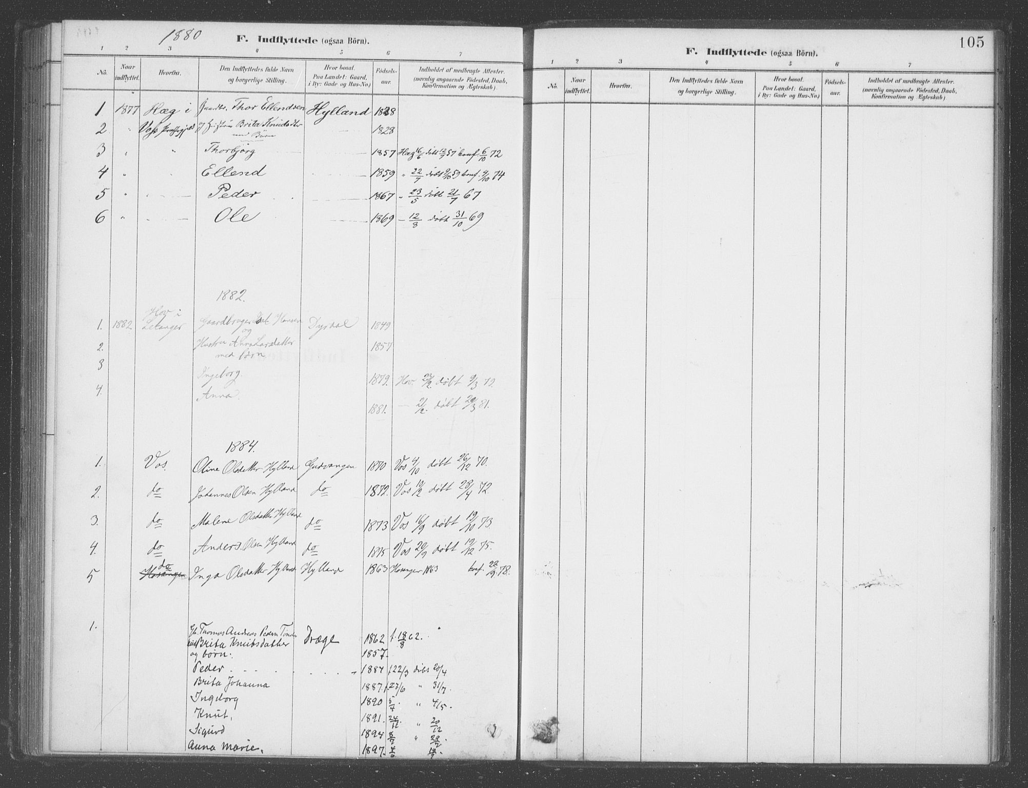 Aurland sokneprestembete, SAB/A-99937/H/Ha/Had/L0001: Parish register (official) no. D  1, 1880-1903, p. 105