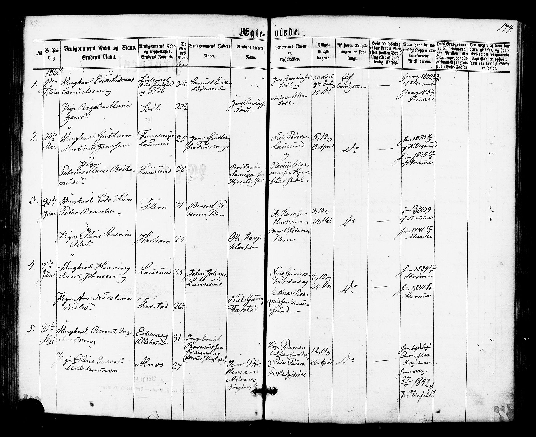 Ministerialprotokoller, klokkerbøker og fødselsregistre - Møre og Romsdal, AV/SAT-A-1454/536/L0498: Parish register (official) no. 536A07, 1862-1875, p. 174