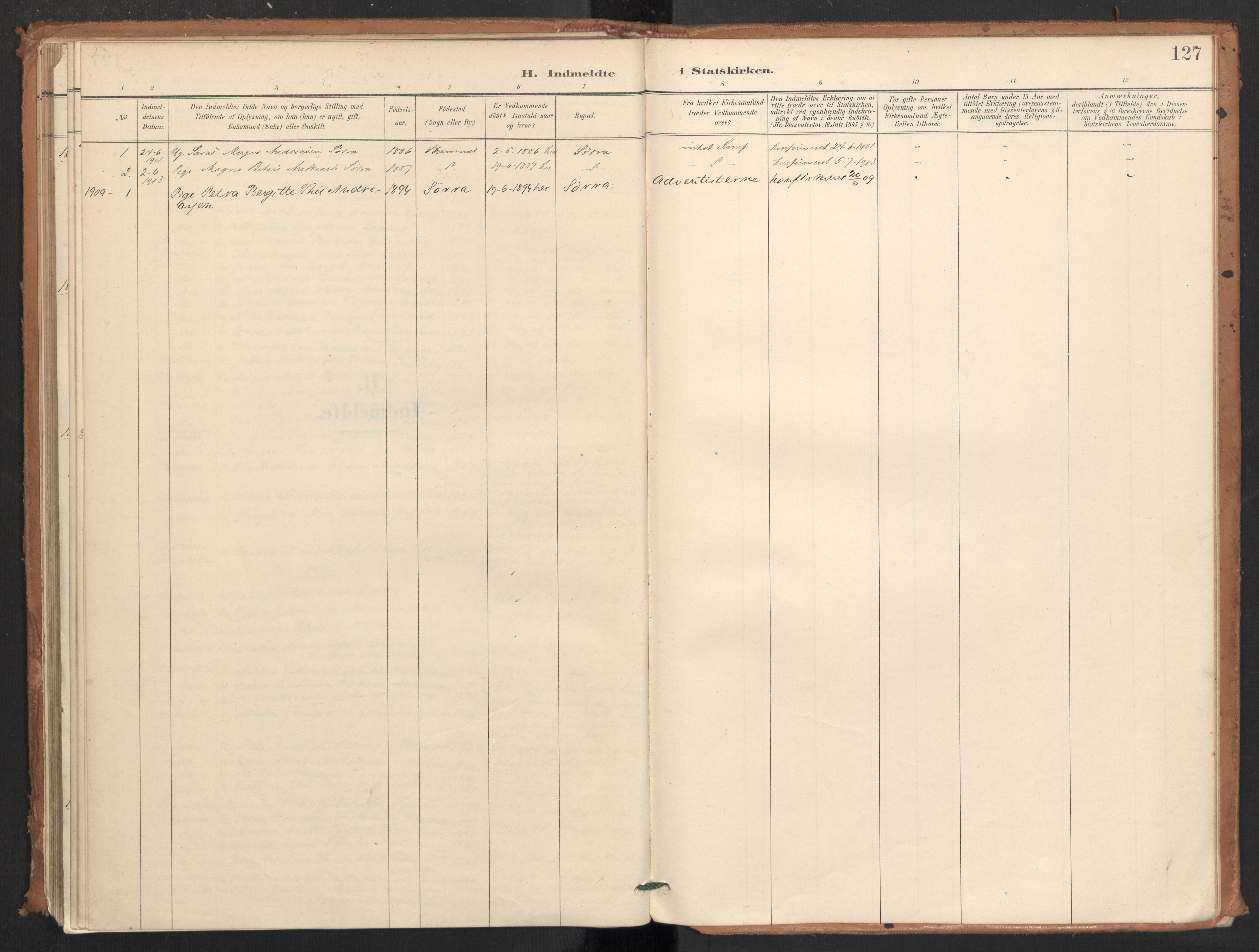 Ministerialprotokoller, klokkerbøker og fødselsregistre - Nordland, AV/SAT-A-1459/831/L0472: Parish register (official) no. 831A03, 1897-1912, p. 127