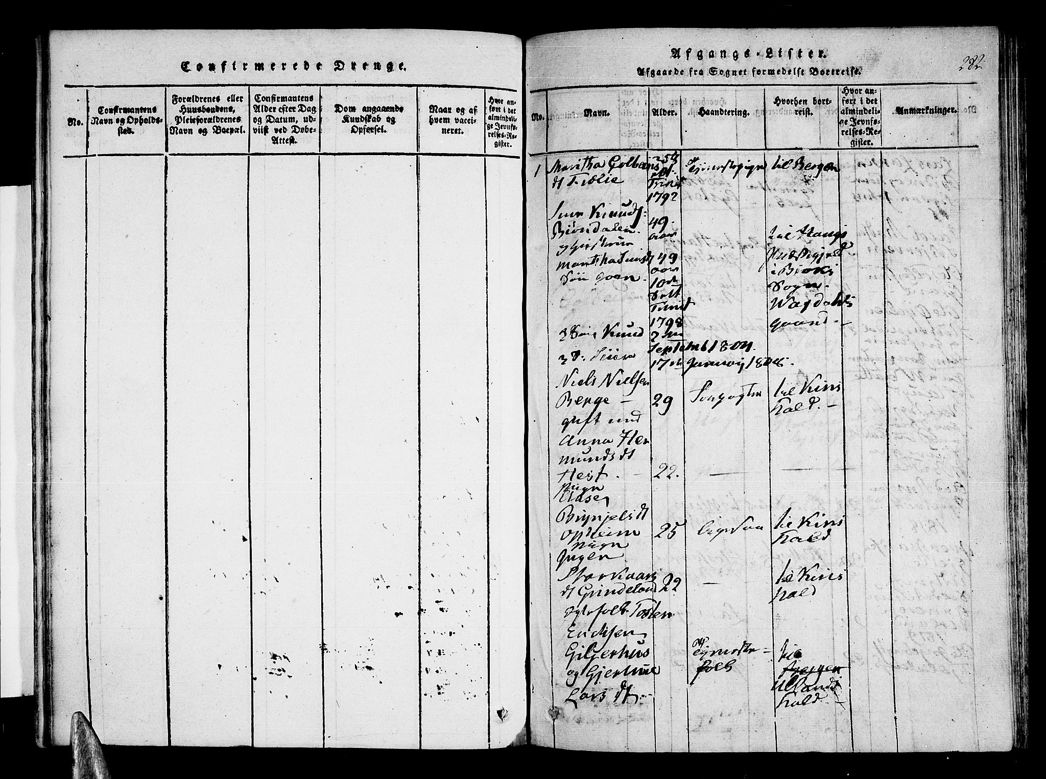 Voss sokneprestembete, SAB/A-79001/H/Haa: Parish register (official) no. A 11, 1816-1827, p. 282
