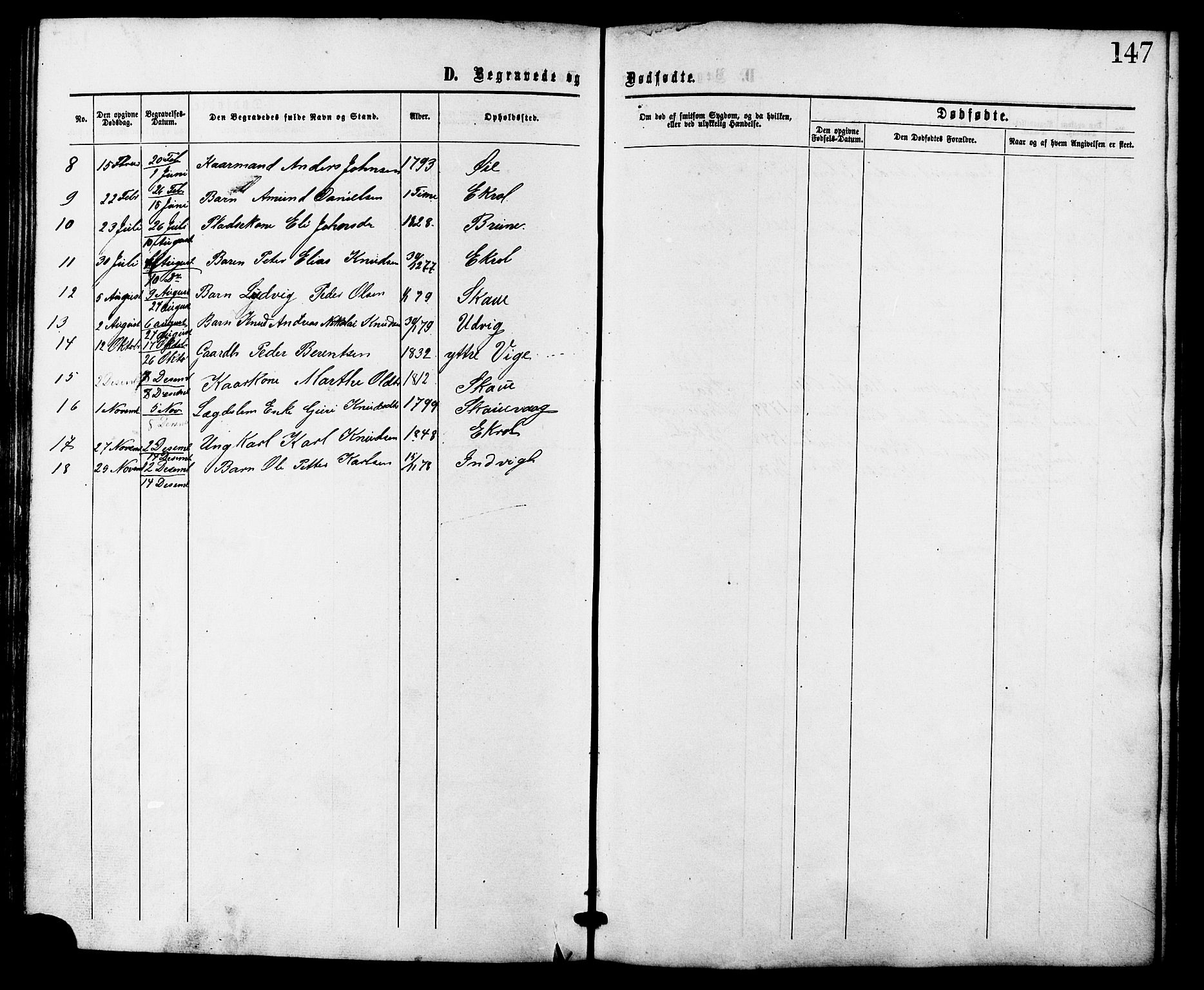 Ministerialprotokoller, klokkerbøker og fødselsregistre - Møre og Romsdal, AV/SAT-A-1454/524/L0355: Parish register (official) no. 524A07, 1864-1879, p. 147