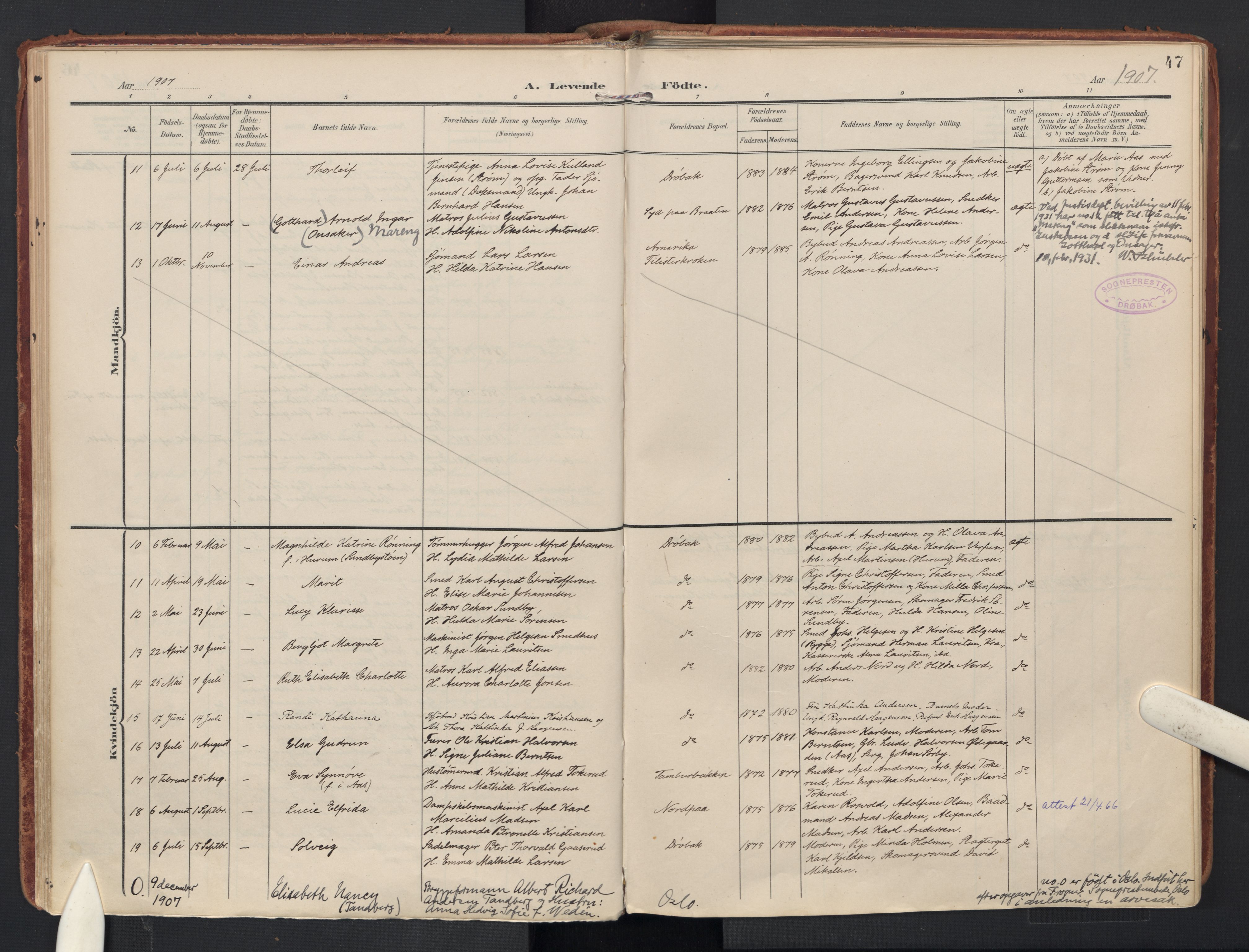 Drøbak prestekontor Kirkebøker, AV/SAO-A-10142a/F/Fb/L0003: Parish register (official) no. II 3, 1897-1918, p. 47