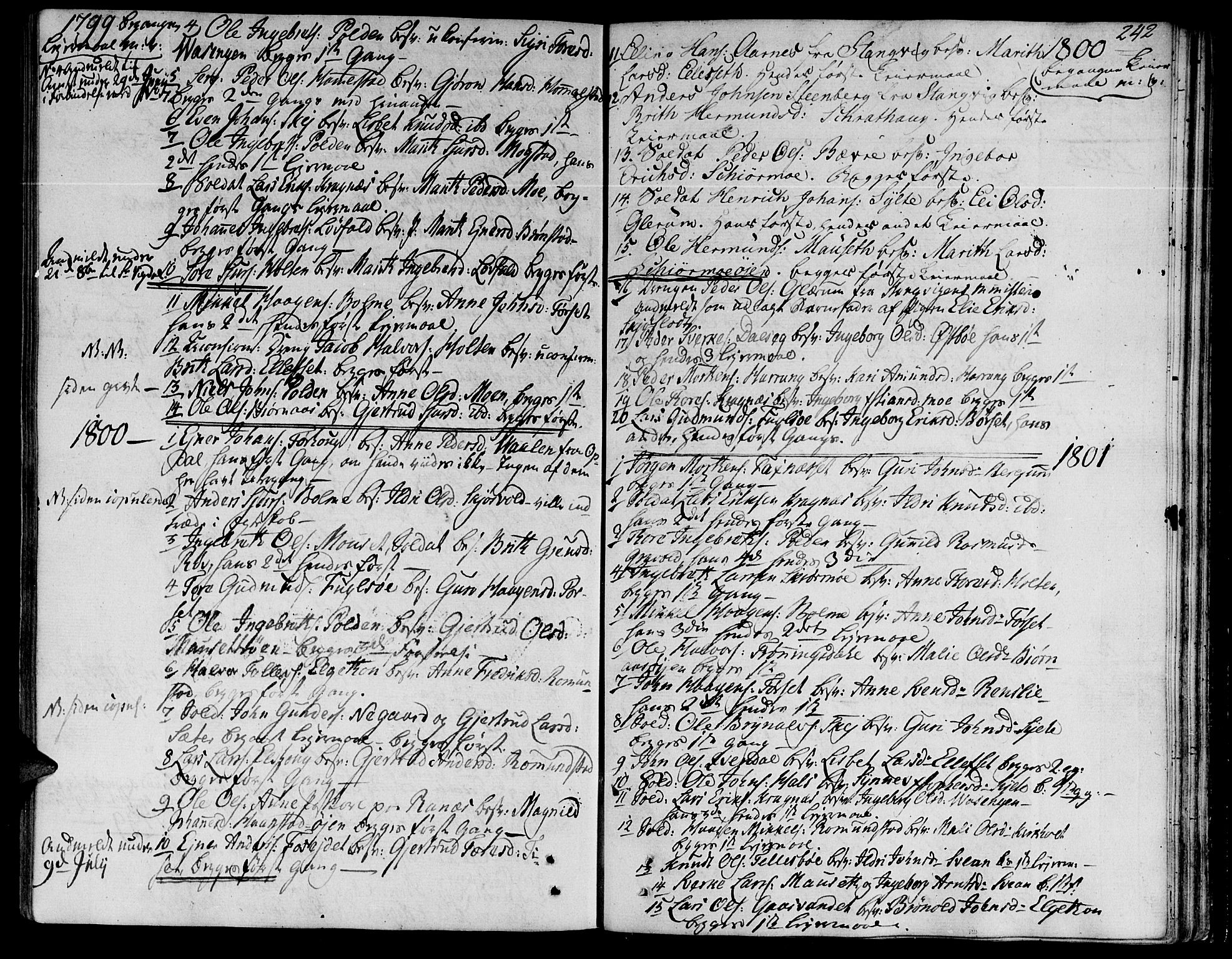 Ministerialprotokoller, klokkerbøker og fødselsregistre - Møre og Romsdal, SAT/A-1454/595/L1040: Parish register (official) no. 595A02, 1797-1819, p. 242