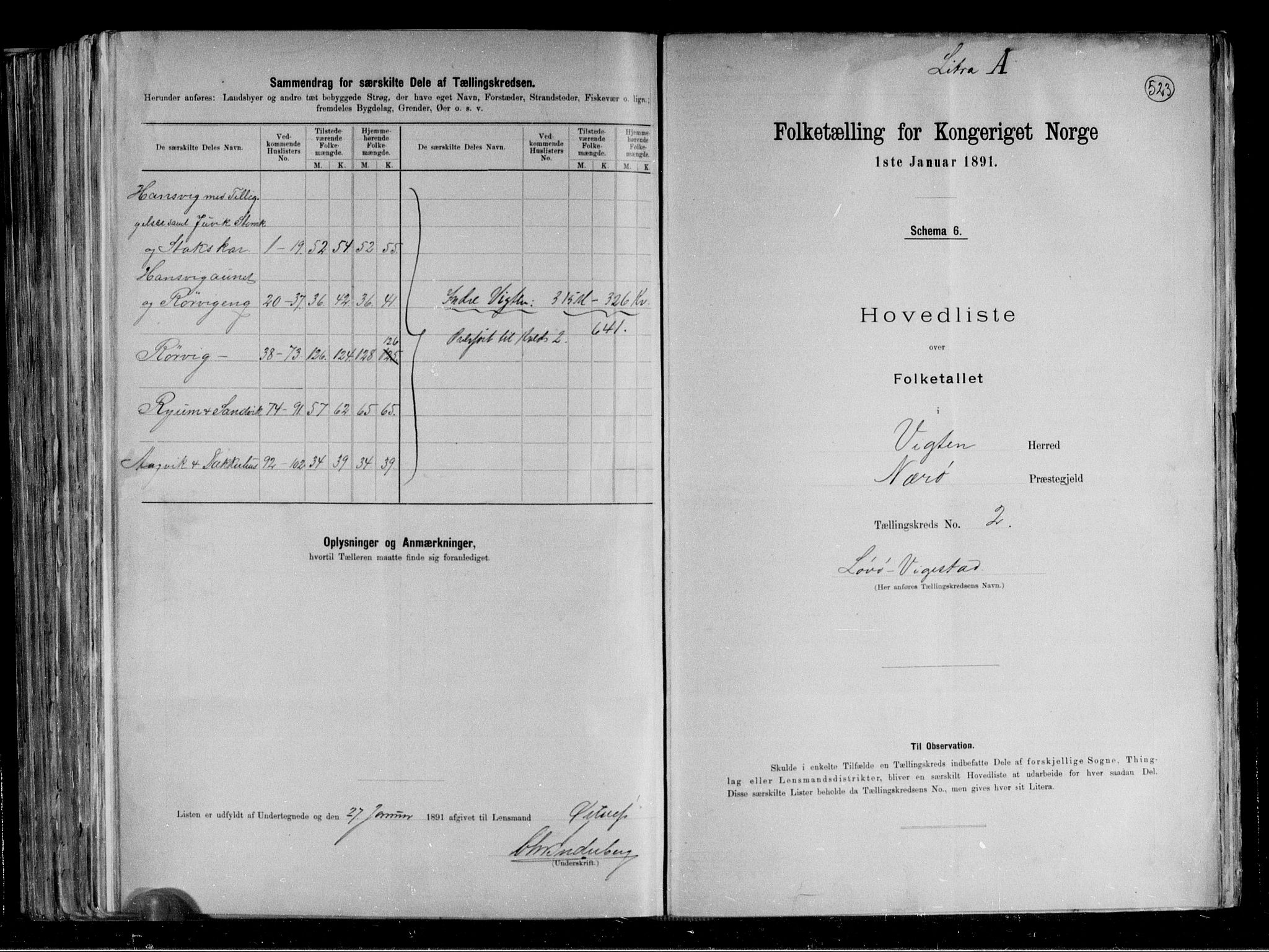 RA, 1891 census for 1750 Vikna, 1891, p. 8