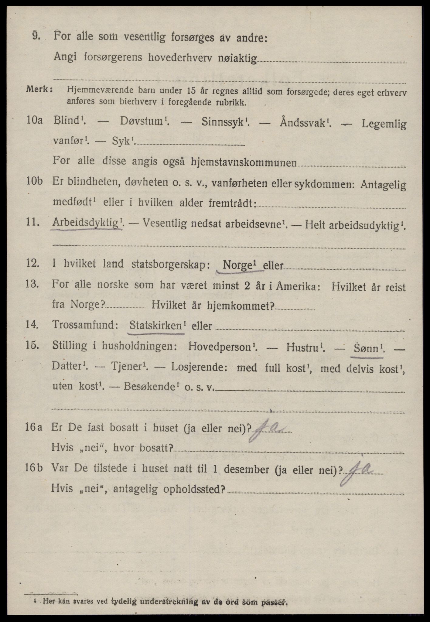 SAT, 1920 census for Borgund, 1920, p. 11071