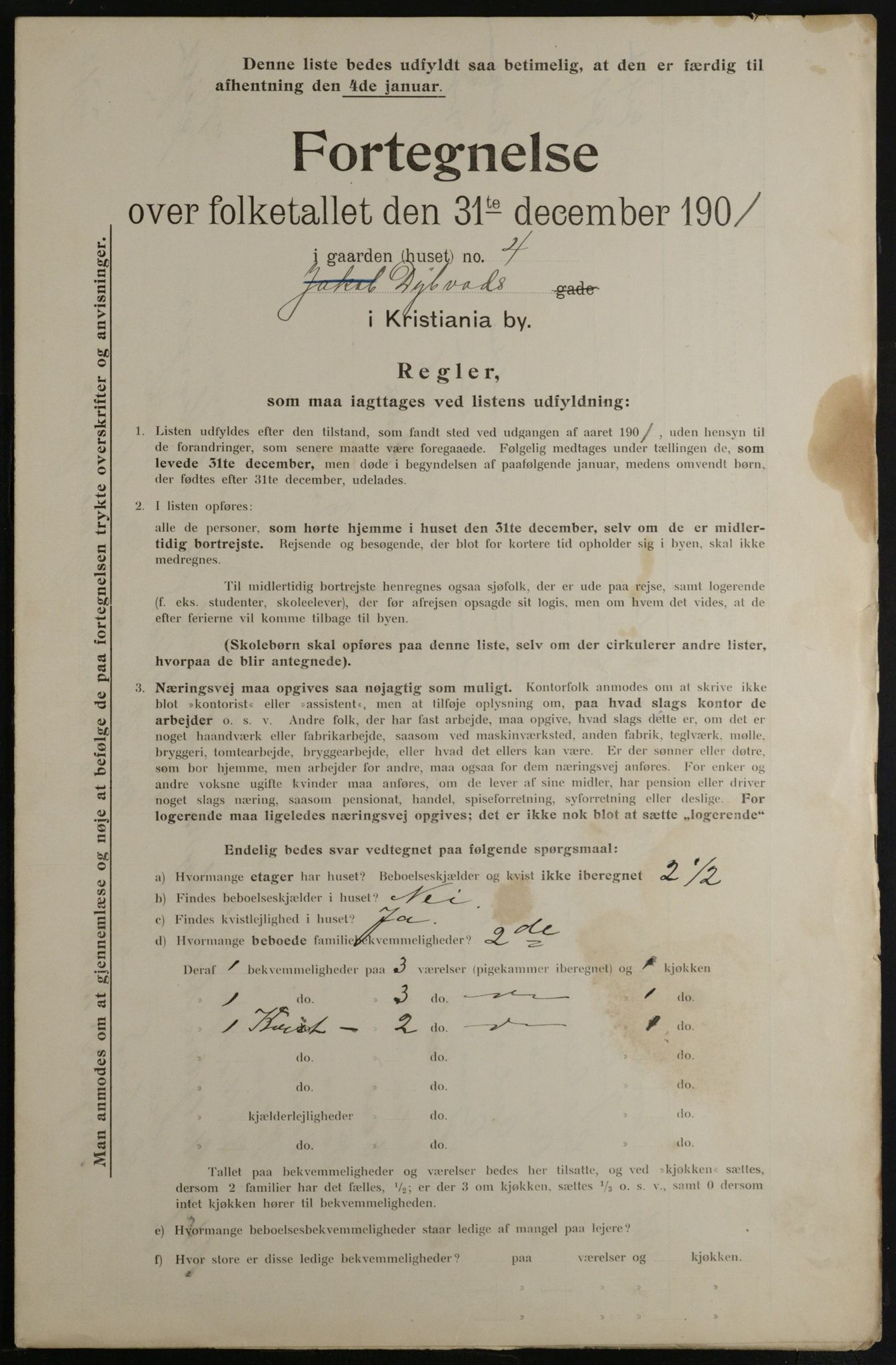 OBA, Municipal Census 1901 for Kristiania, 1901, p. 2841