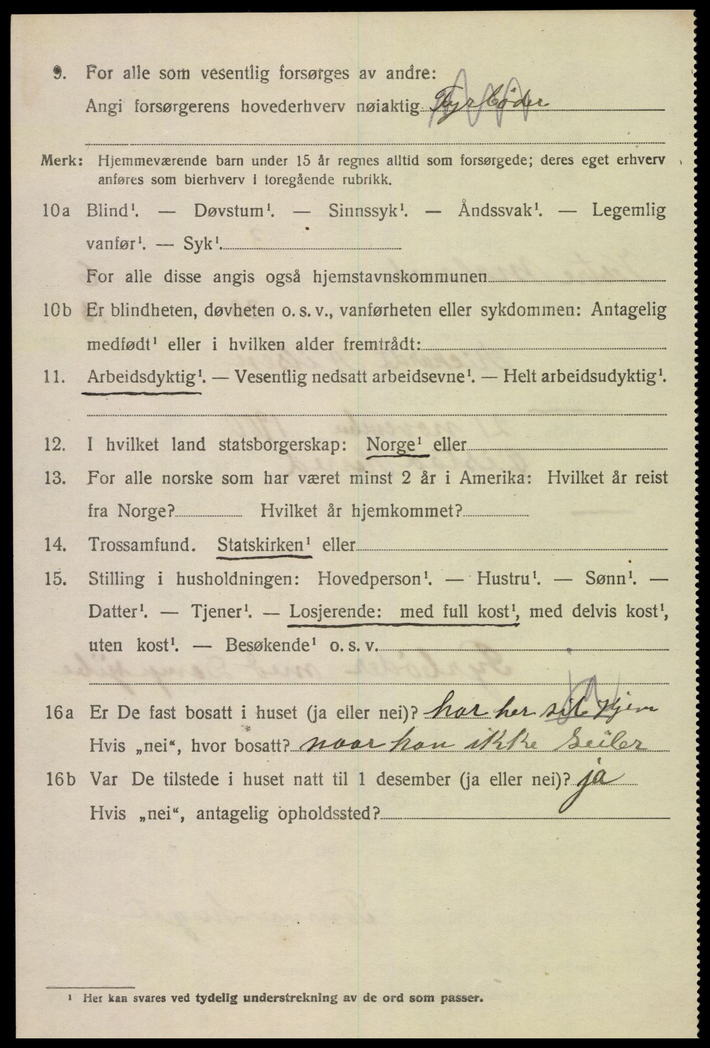 SAK, 1920 census for Vestre Moland, 1920, p. 4610