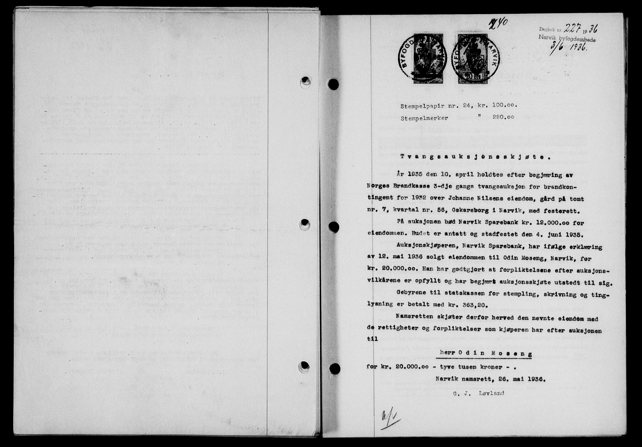 Narvik sorenskriveri, SAT/A-0002/1/2/2C/2Ca/L0011: Mortgage book no. 14, 1935-1937, Deed date: 03.06.1936