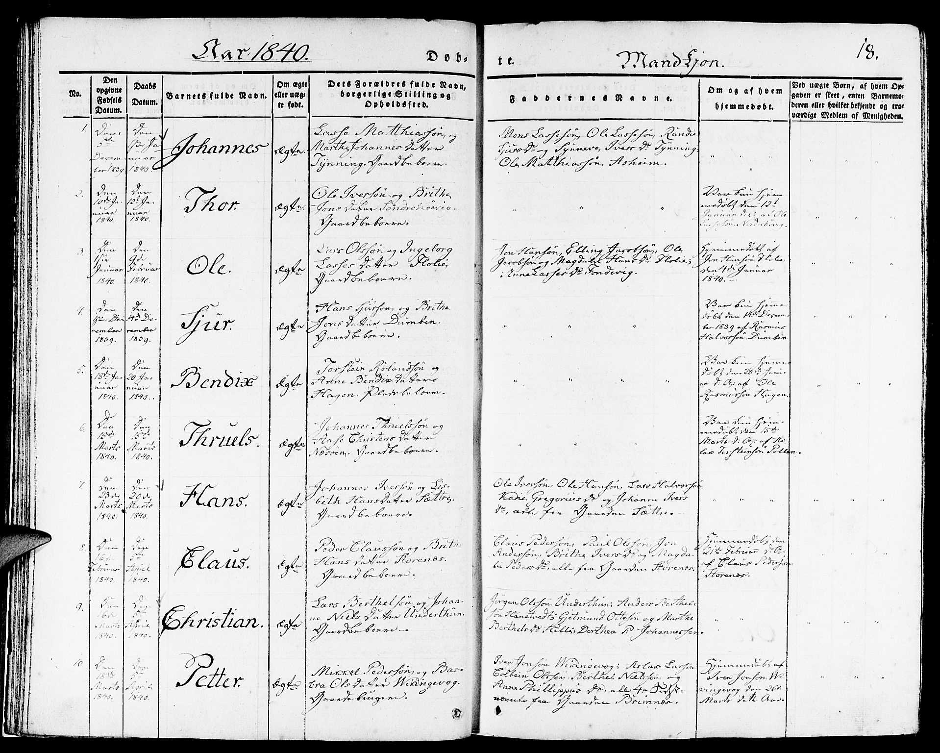 Gulen sokneprestembete, AV/SAB-A-80201/H/Haa/Haaa/L0020: Parish register (official) no. A 20, 1837-1847, p. 18