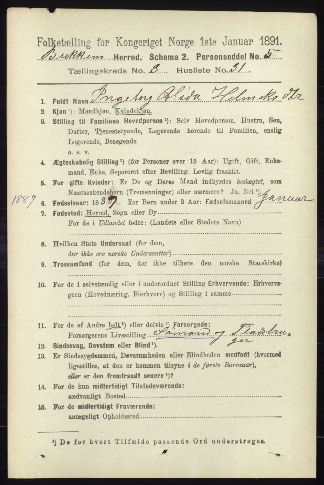 RA, 1891 census for 1145 Bokn, 1891, p. 799