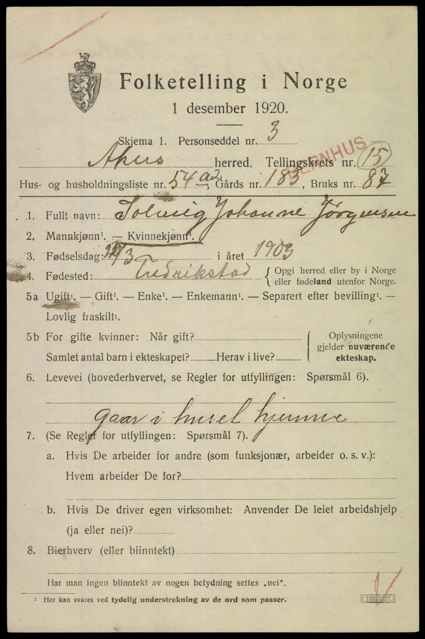 SAO, 1920 census for Aker, 1920, p. 92972