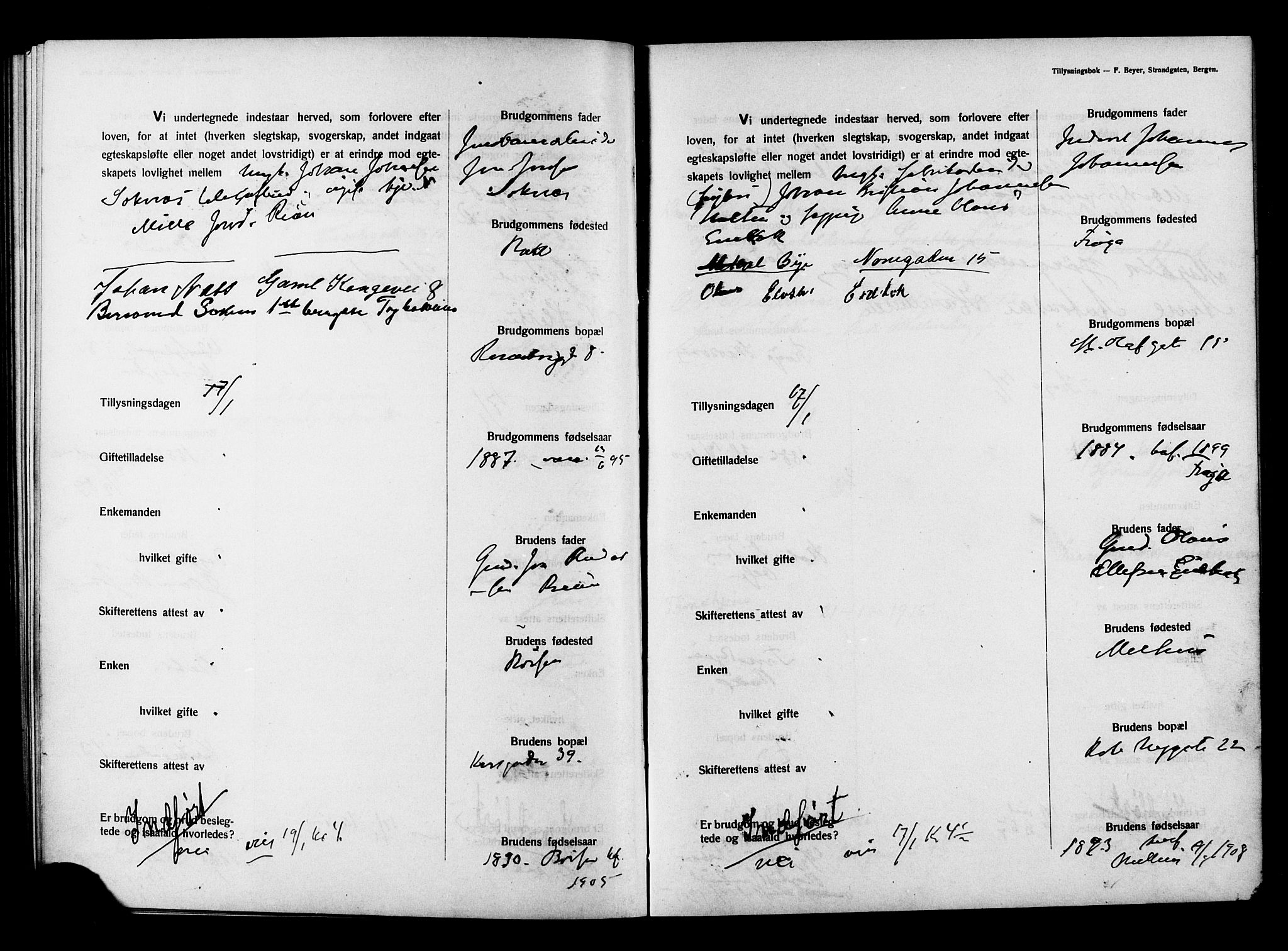 Ministerialprotokoller, klokkerbøker og fødselsregistre - Sør-Trøndelag, SAT/A-1456/604/L0194: Banns register no. 604A15, 1912-1916