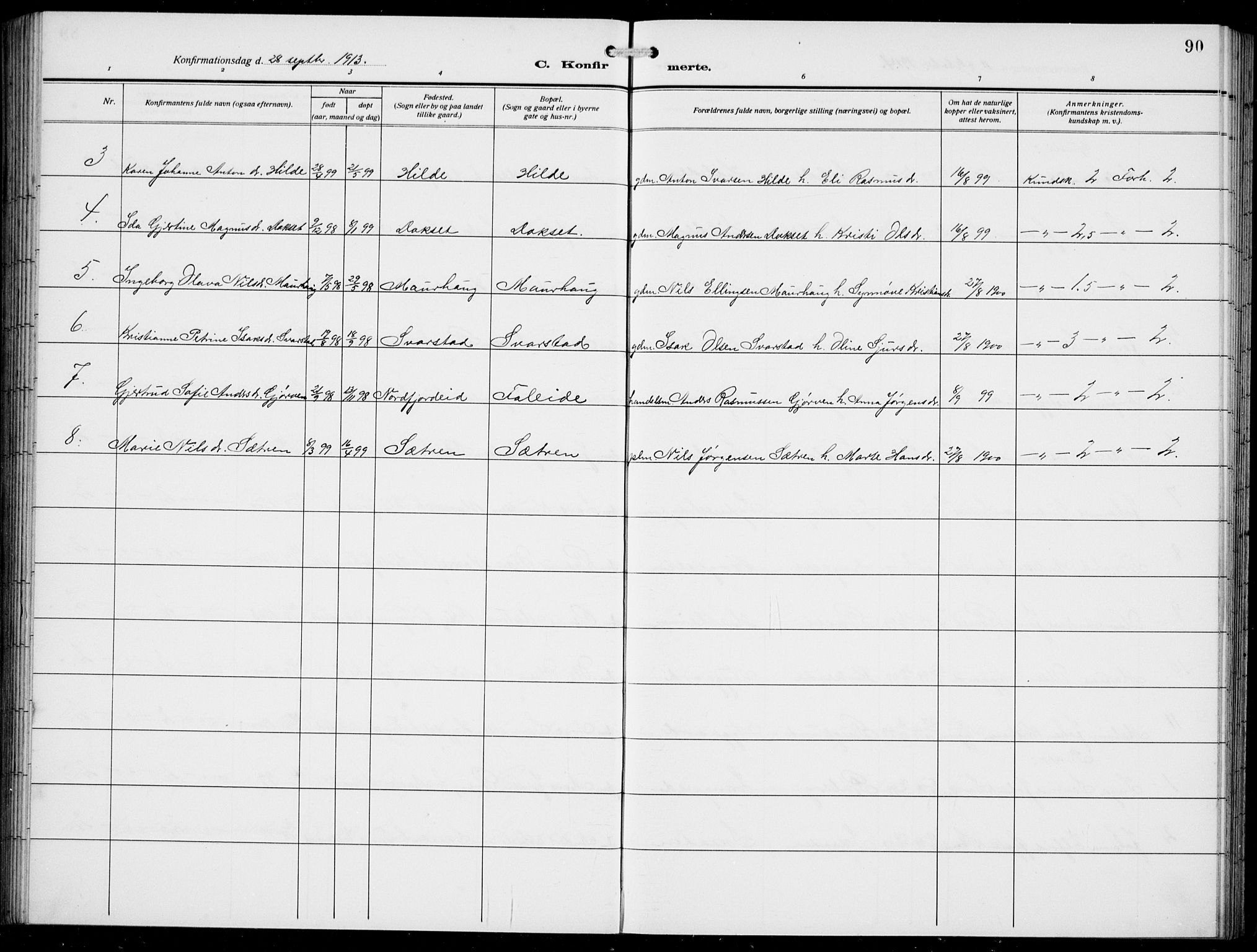 Innvik sokneprestembete, SAB/A-80501: Parish register (copy) no. A 4, 1913-1936, p. 90