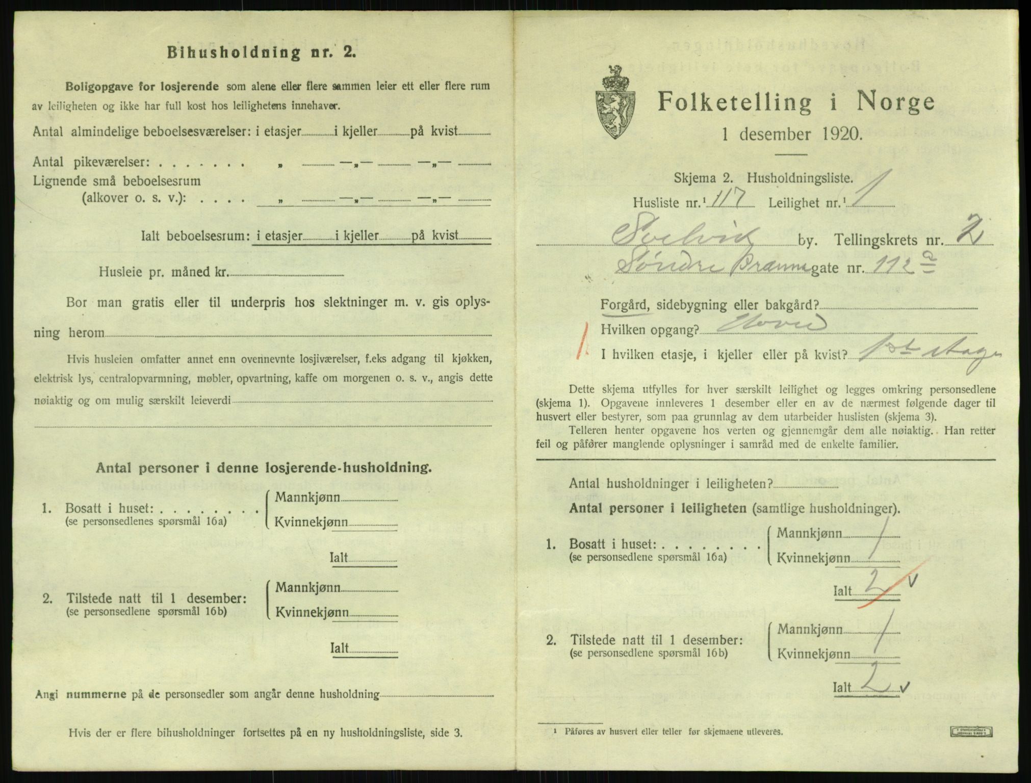 SAKO, 1920 census for Svelvik, 1920, p. 1173