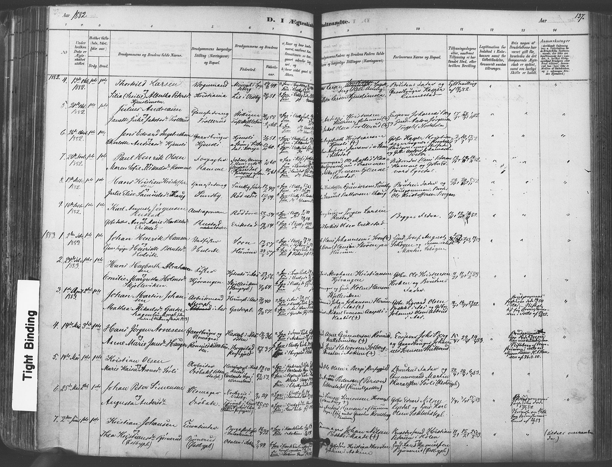 Vestby prestekontor Kirkebøker, SAO/A-10893/F/Fa/L0009: Parish register (official) no. I 9, 1878-1900, p. 137