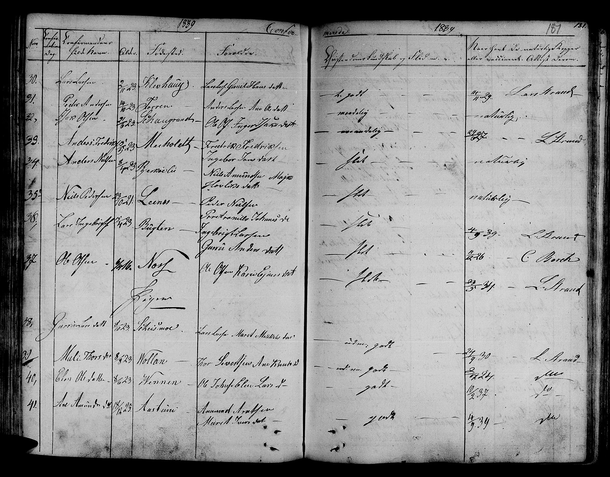 Ministerialprotokoller, klokkerbøker og fødselsregistre - Sør-Trøndelag, SAT/A-1456/630/L0492: Parish register (official) no. 630A05, 1830-1840, p. 181