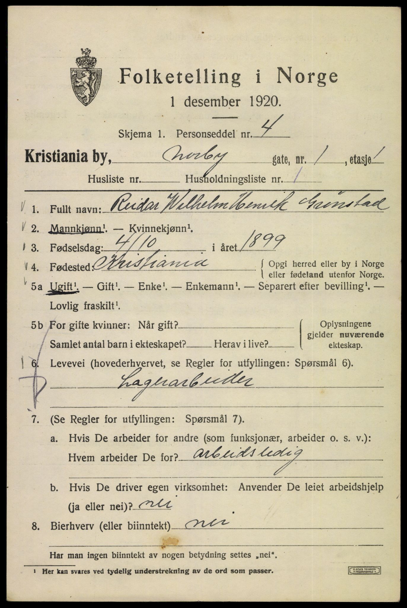 SAO, 1920 census for Kristiania, 1920, p. 418421