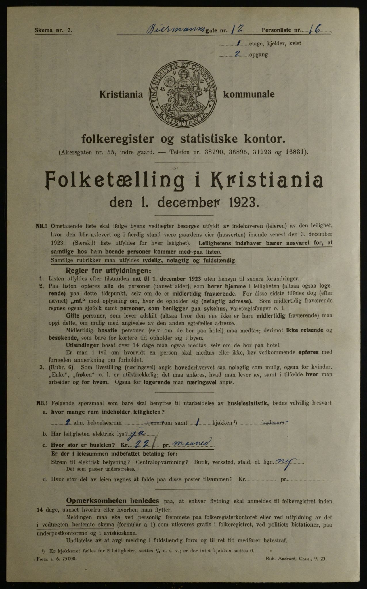 OBA, Municipal Census 1923 for Kristiania, 1923, p. 5932