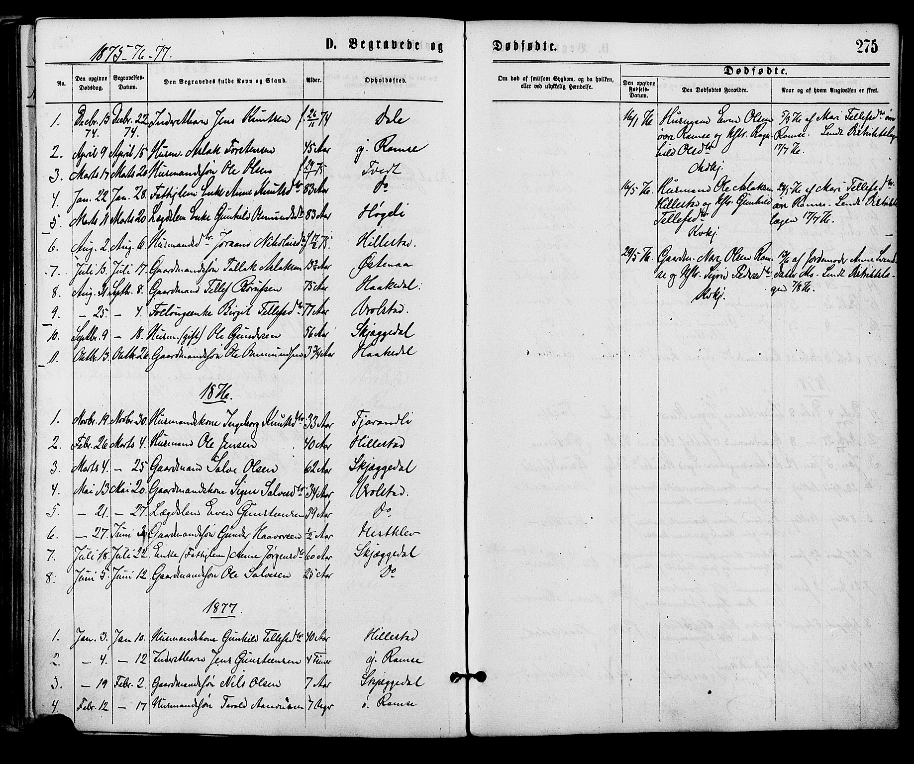 Åmli sokneprestkontor, AV/SAK-1111-0050/F/Fa/Fac/L0009: Parish register (official) no. A 9 /3, 1869-1884, p. 275