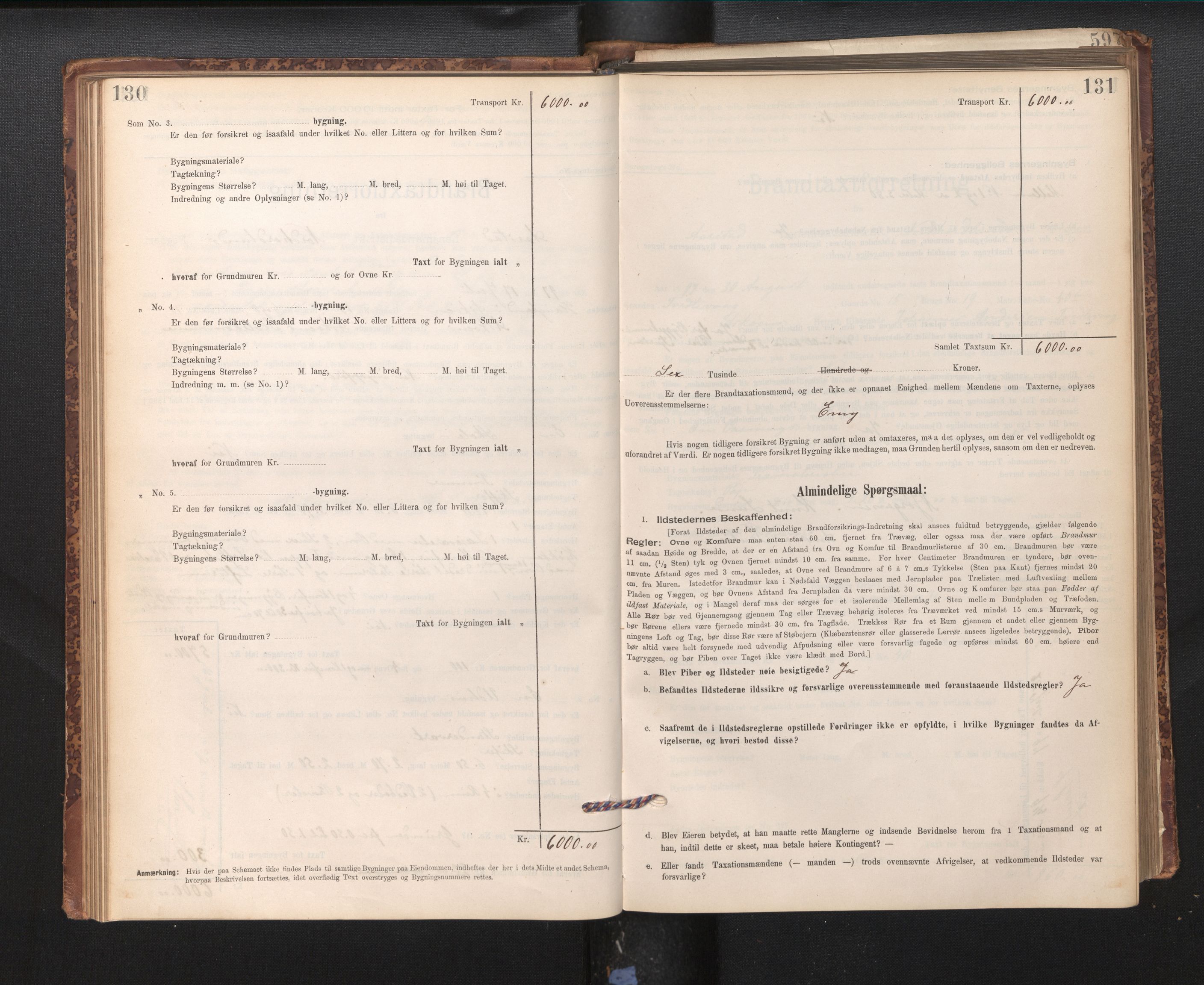 Lensmannen i Årstad, AV/SAB-A-36201/0012/L0011: Branntakstprotokoll,skjematakst, 1895-1901, p. 130-131