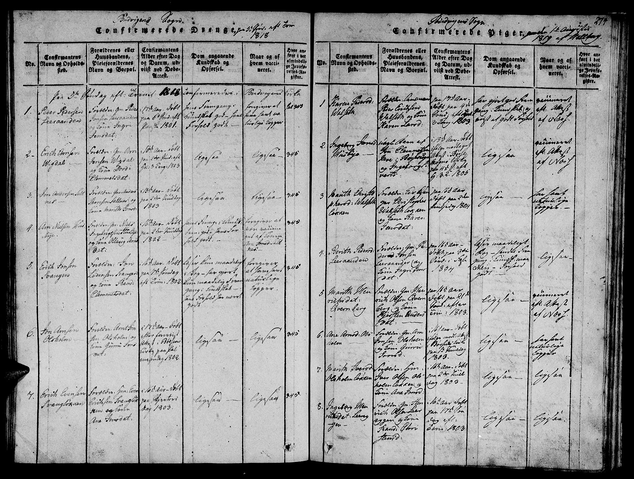 Ministerialprotokoller, klokkerbøker og fødselsregistre - Sør-Trøndelag, SAT/A-1456/612/L0373: Parish register (official) no. 612A06 /2, 1816-1828, p. 274