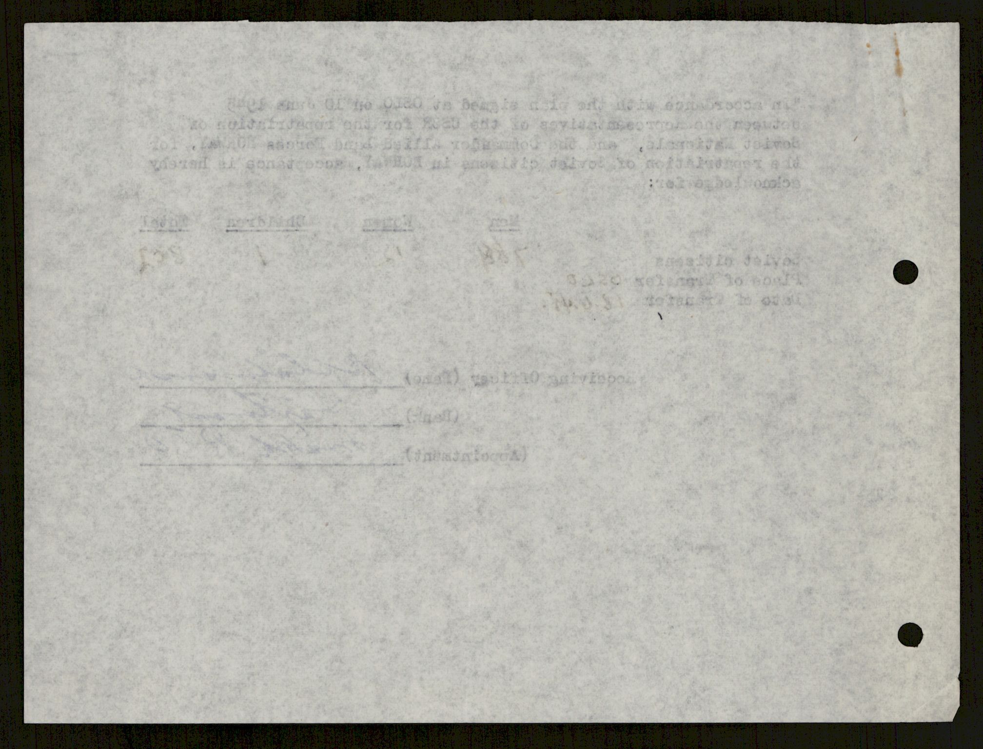 Flyktnings- og fangedirektoratet, Repatrieringskontoret, AV/RA-S-1681/D/Db/L0021: Displaced Persons (DPs) og sivile tyskere, 1945-1948, p. 308