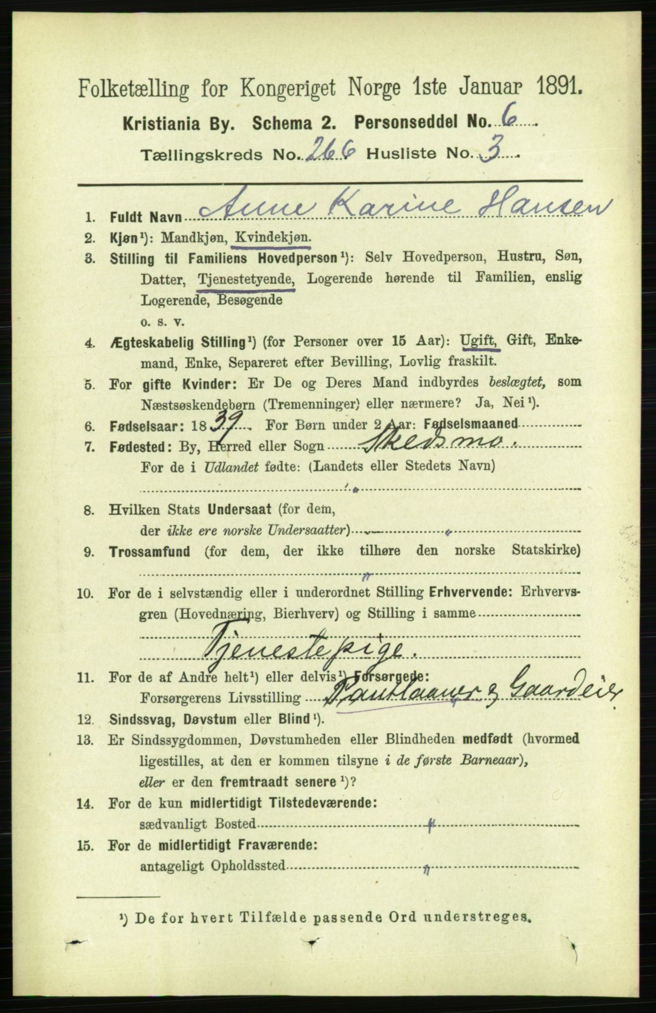 RA, 1891 census for 0301 Kristiania, 1891, p. 161221