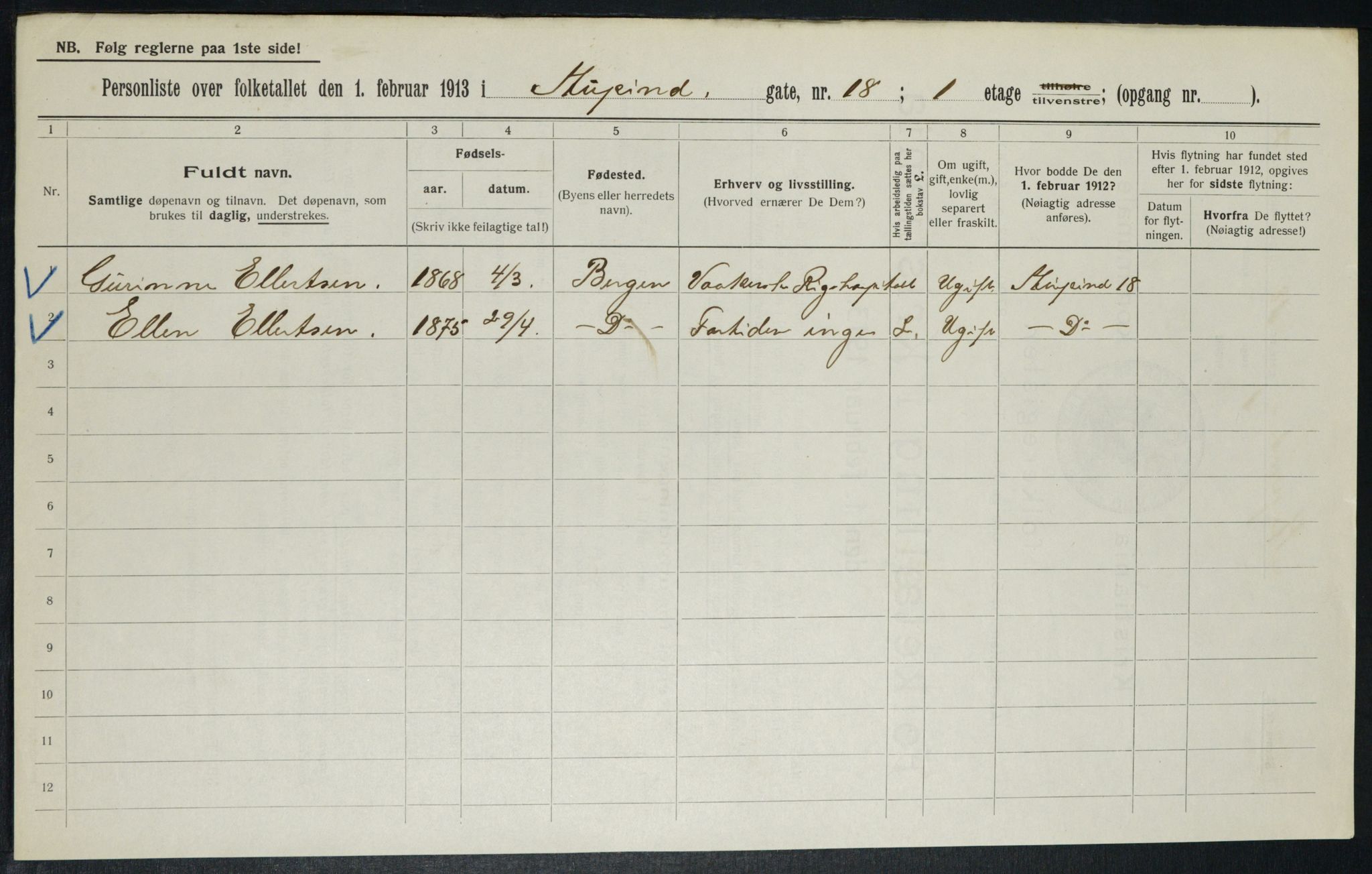 OBA, Municipal Census 1913 for Kristiania, 1913, p. 104699