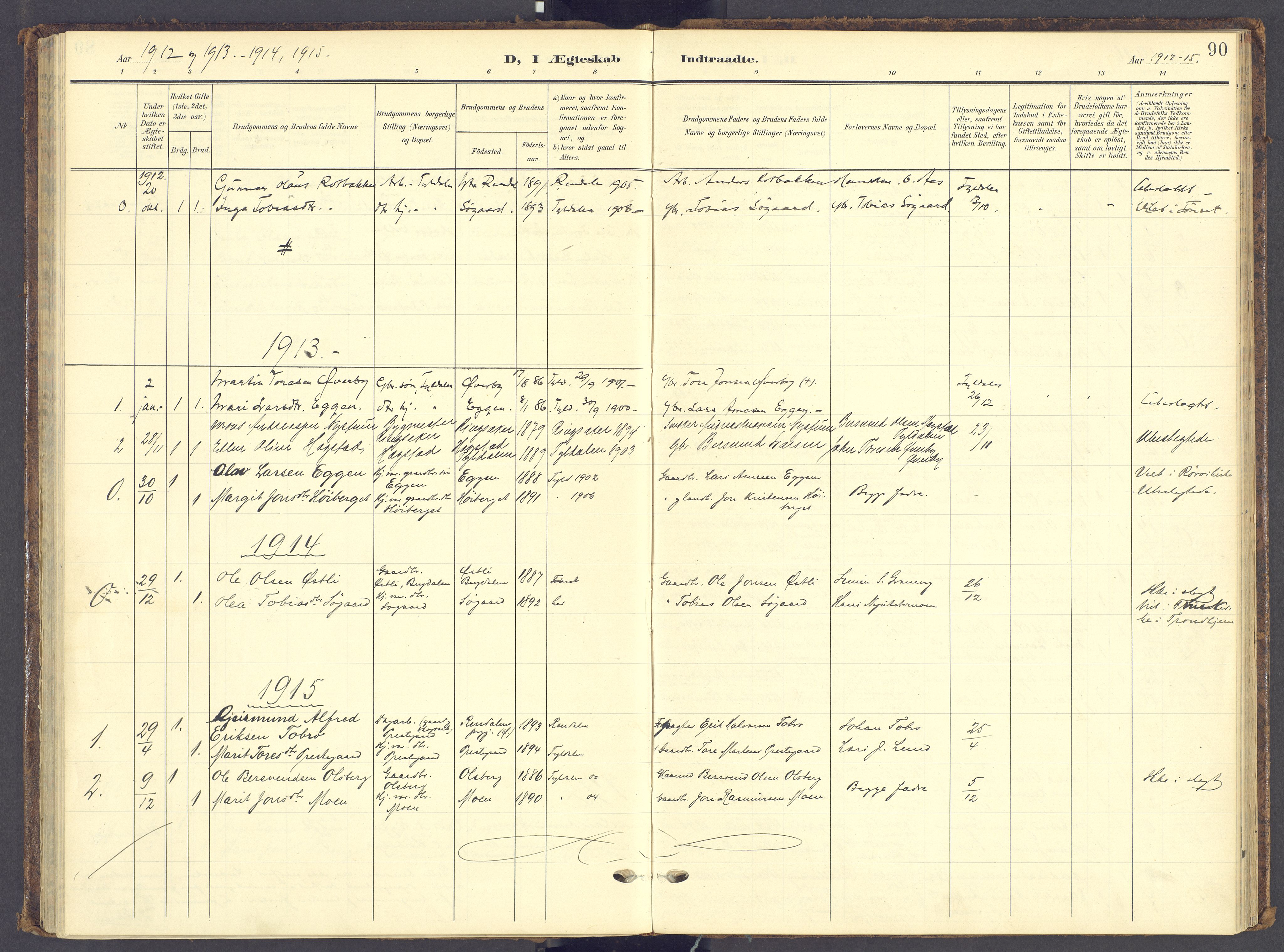 Tynset prestekontor, SAH/PREST-058/H/Ha/Haa/L0028: Parish register (official) no. 28, 1902-1929, p. 90