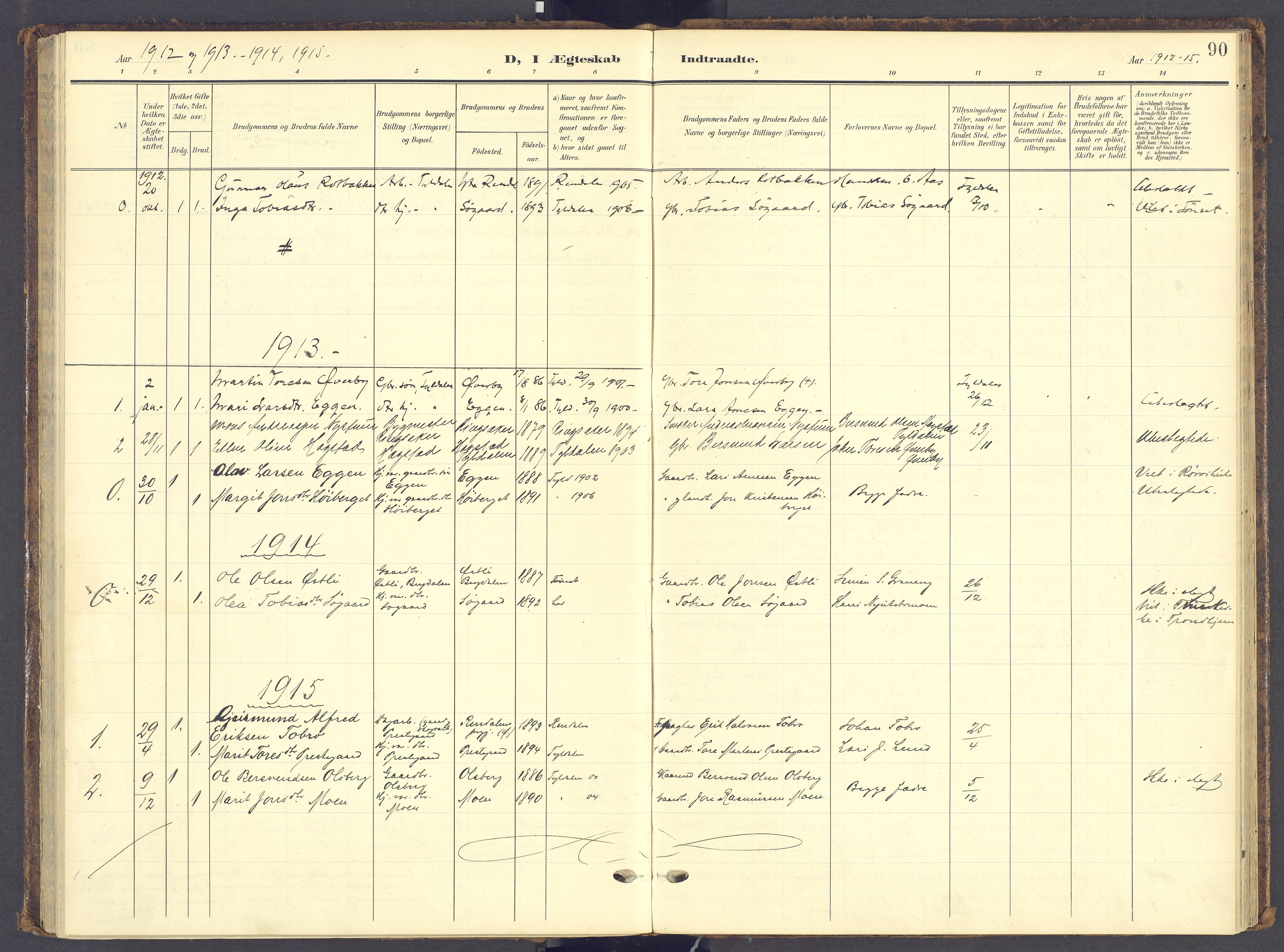 Tynset prestekontor, AV/SAH-PREST-058/H/Ha/Haa/L0028: Parish register (official) no. 28, 1902-1929, p. 90