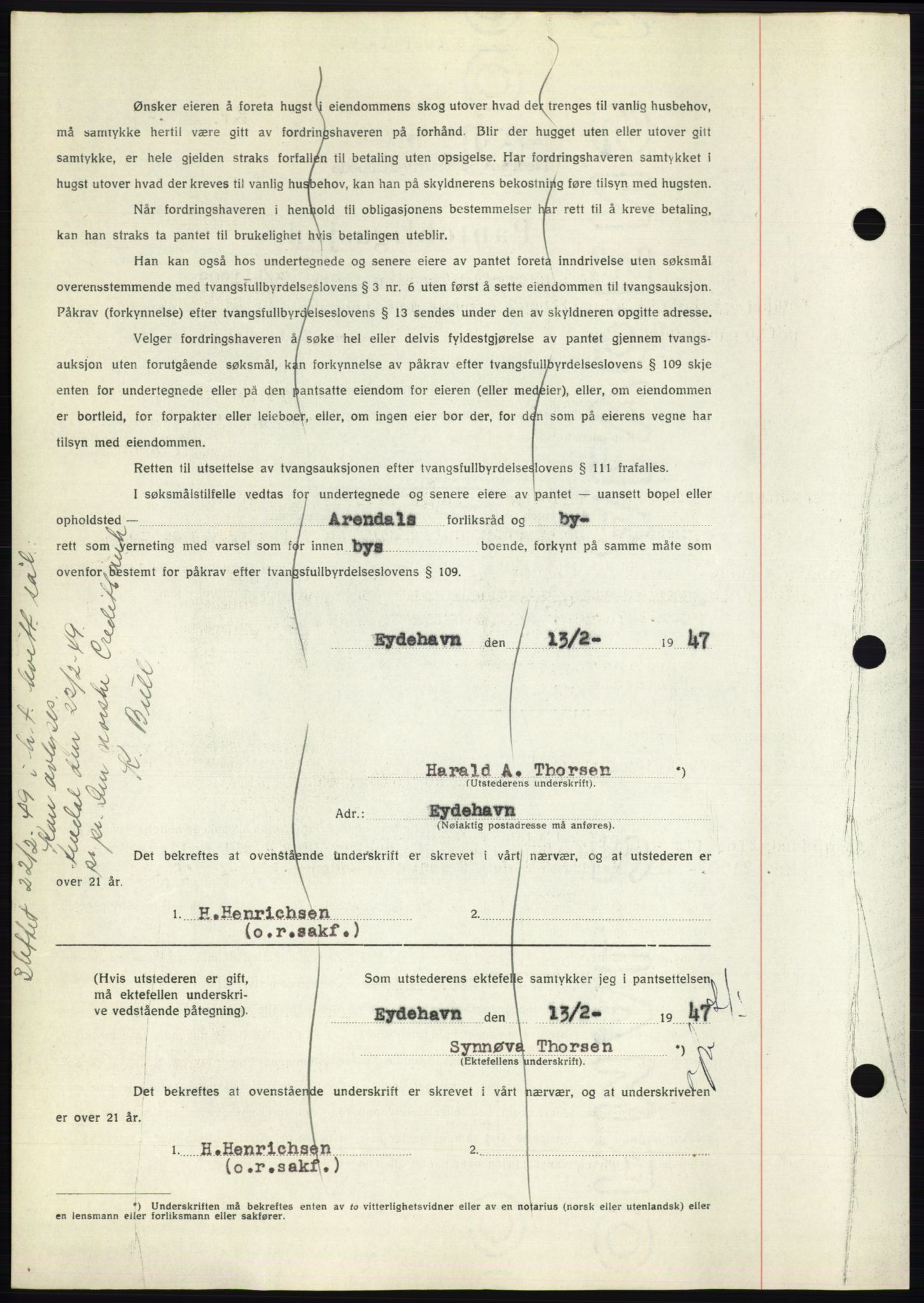 Nedenes sorenskriveri, AV/SAK-1221-0006/G/Gb/Gbb/L0004: Mortgage book no. B4, 1947-1947, Diary no: : 201/1947