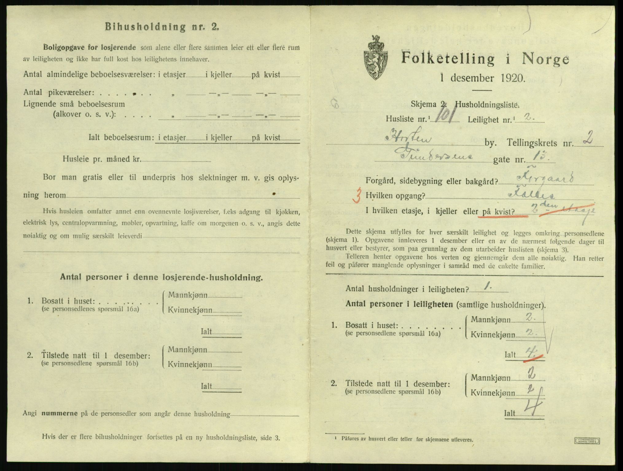 SAKO, 1920 census for Horten, 1920, p. 3715