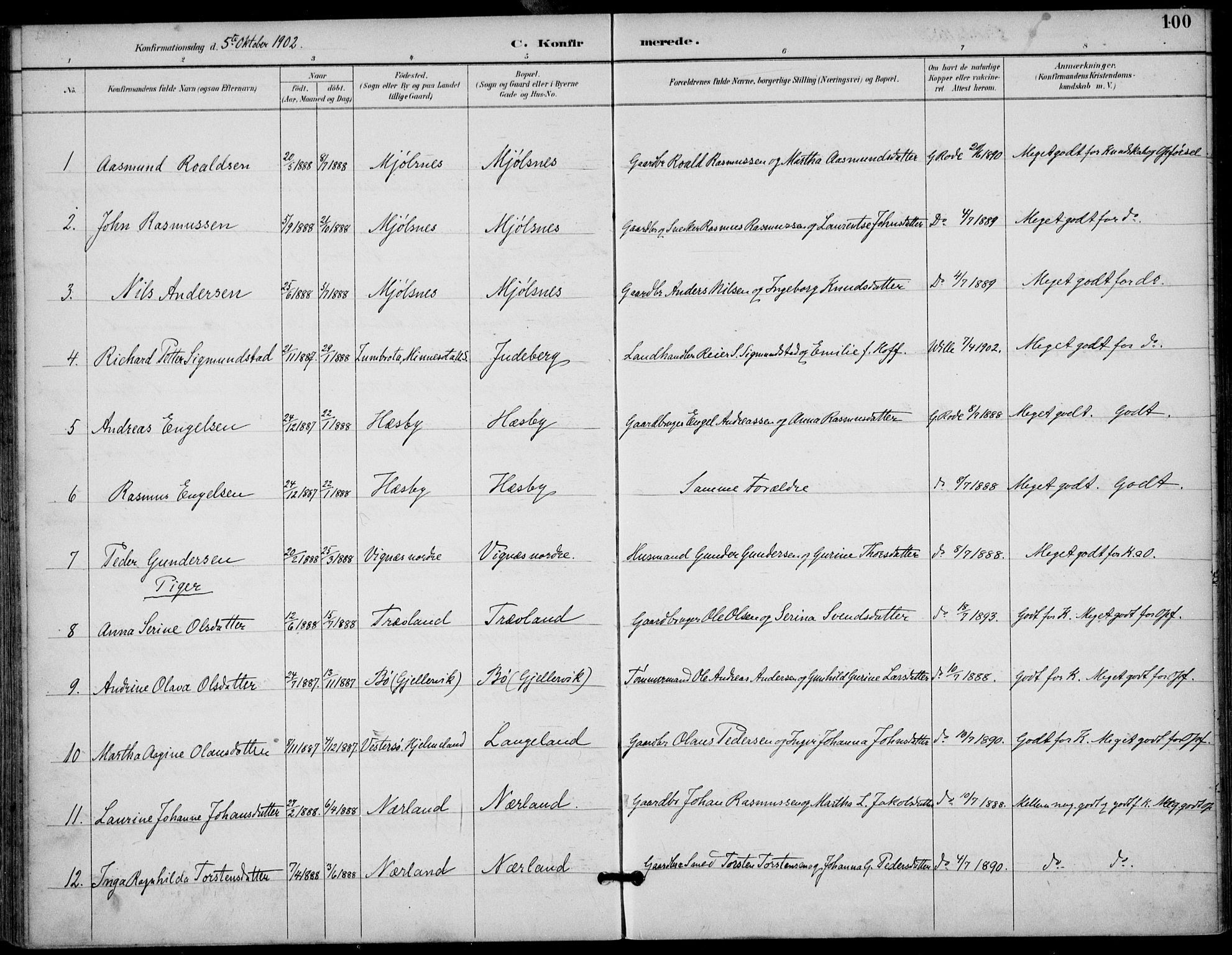 Finnøy sokneprestkontor, SAST/A-101825/H/Ha/Haa/L0011: Parish register (official) no. A 11, 1891-1910, p. 100