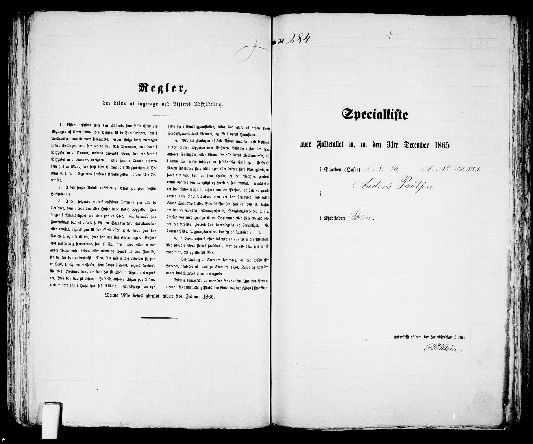 RA, 1865 census for Skien, 1865, p. 582