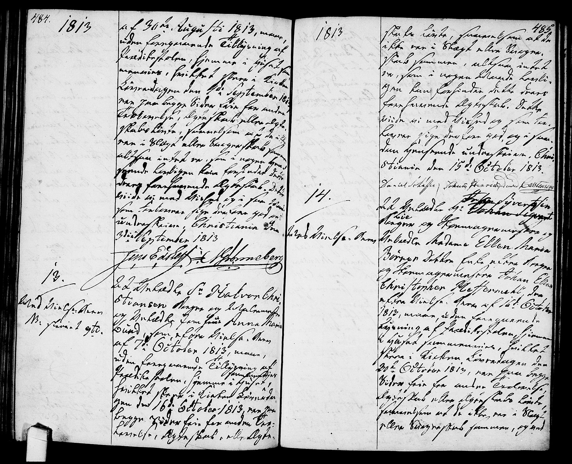 Oslo domkirke Kirkebøker, AV/SAO-A-10752/L/La/L0011: Best man's statements no. 11, 1807-1819, p. 484-485