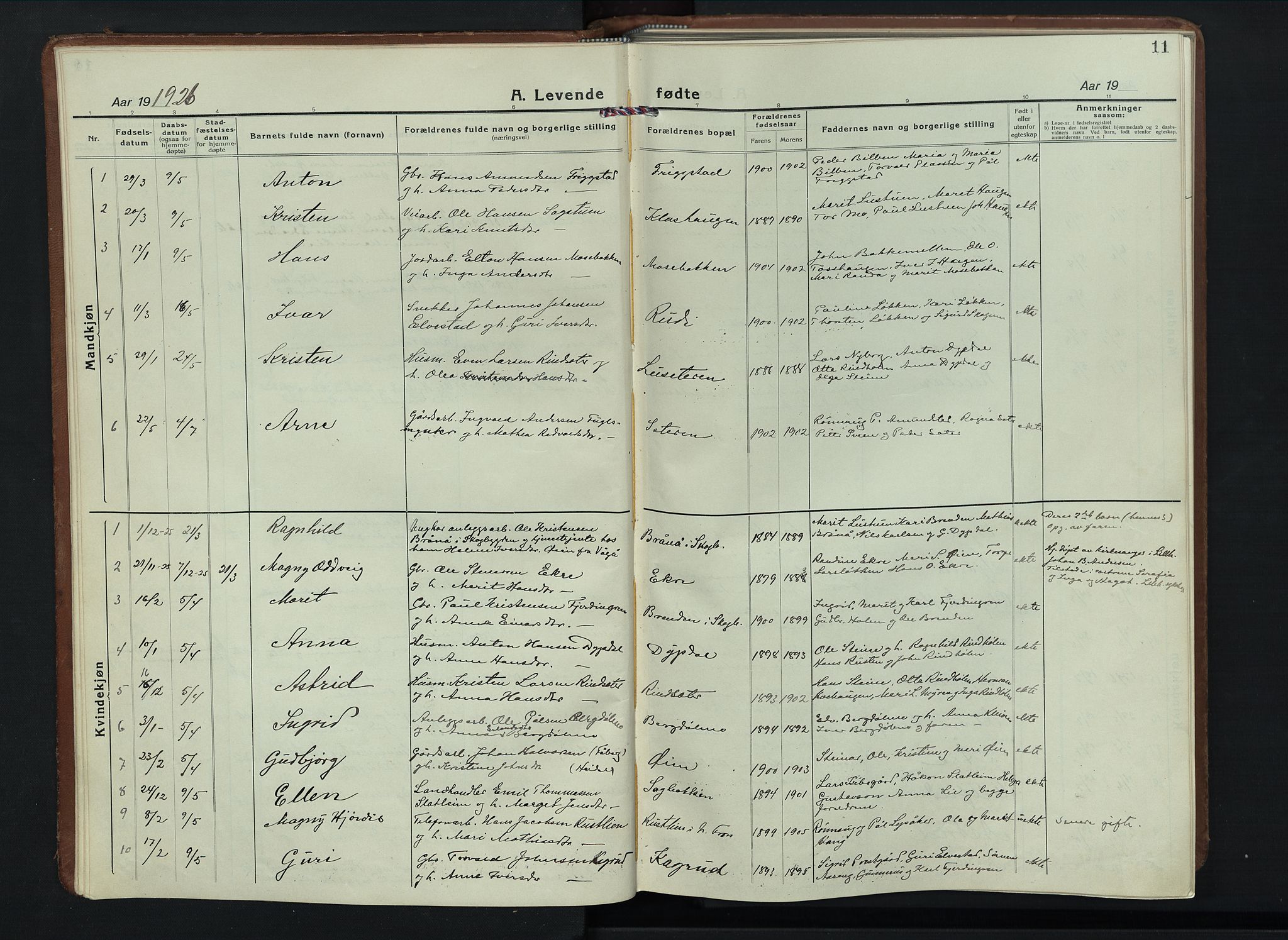 Sel prestekontor, AV/SAH-PREST-074/H/Ha/Hab/L0006: Parish register (copy) no. 6, 1923-1953, p. 11