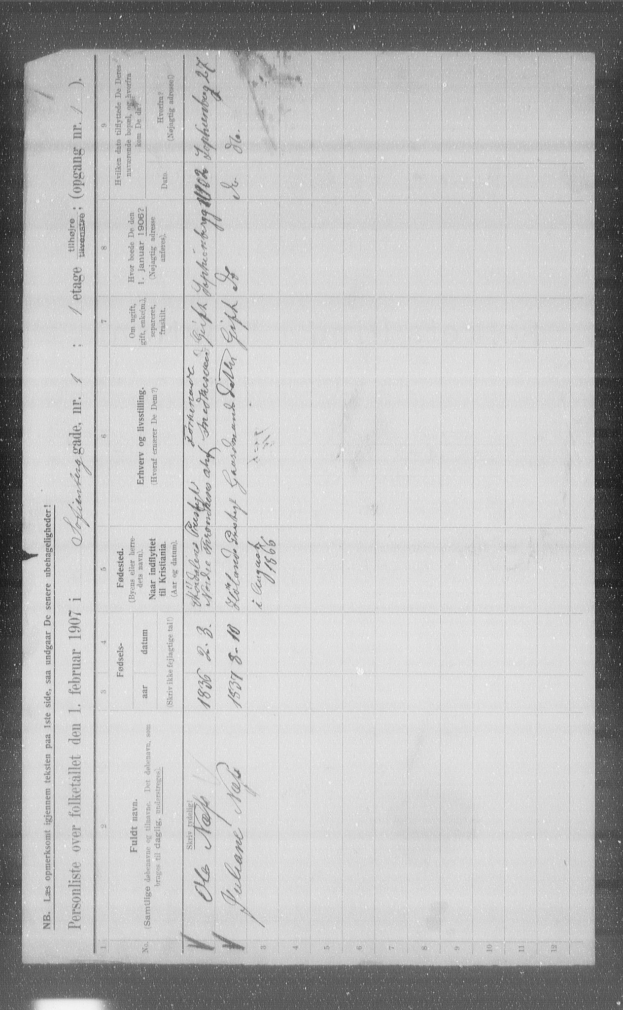 OBA, Municipal Census 1907 for Kristiania, 1907, p. 50079