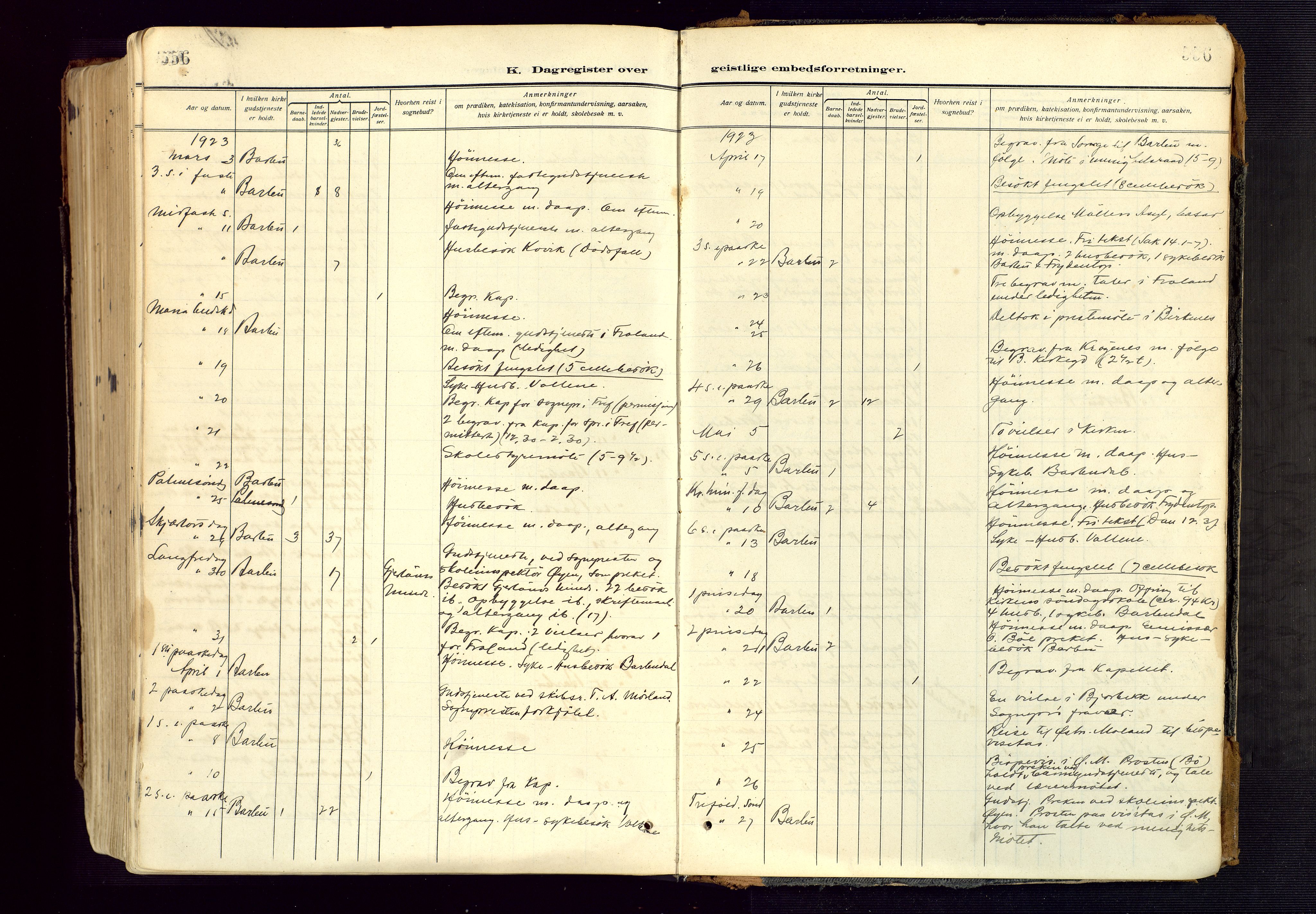 Barbu sokneprestkontor, SAK/1111-0003/F/Fa/L0006: Parish register (official) no. A 6, 1910-1929, p. 556