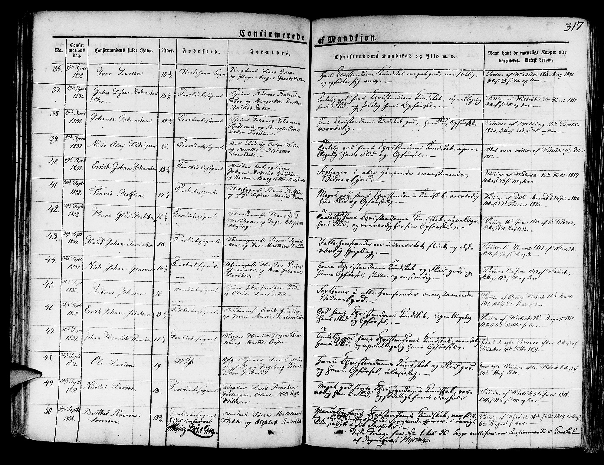 Korskirken sokneprestembete, SAB/A-76101/H/Haa/L0014: Parish register (official) no. A 14, 1823-1835, p. 317