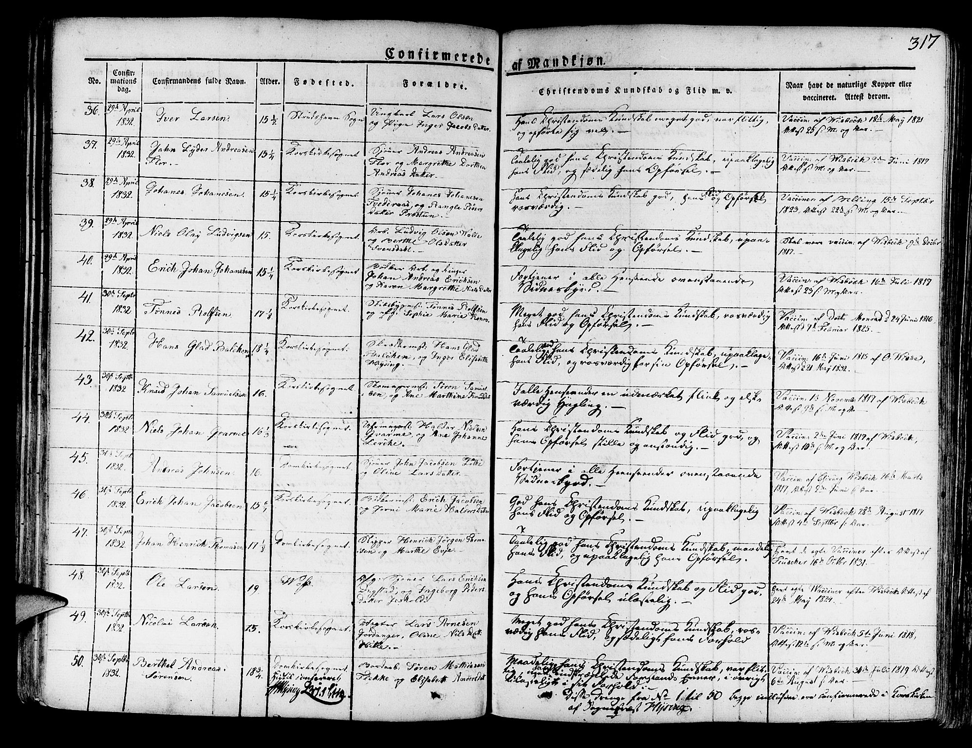 Korskirken sokneprestembete, AV/SAB-A-76101/H/Haa/L0014: Parish register (official) no. A 14, 1823-1835, p. 317