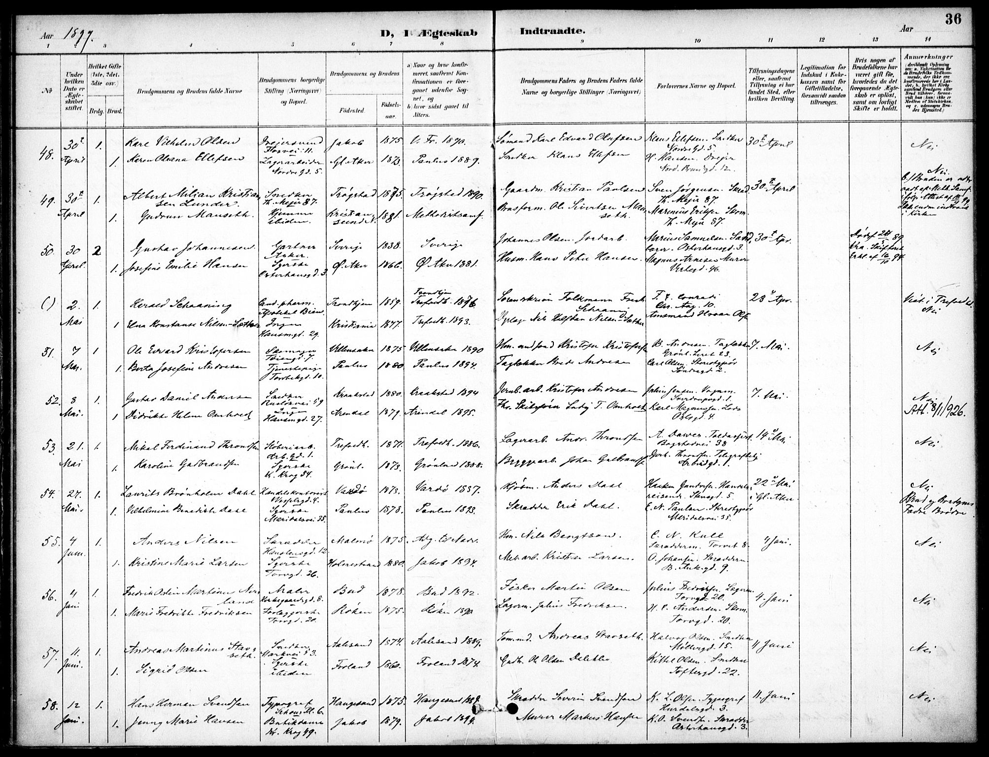 Jakob prestekontor Kirkebøker, AV/SAO-A-10850/F/Fa/L0006: Parish register (official) no. 6, 1895-1908, p. 36