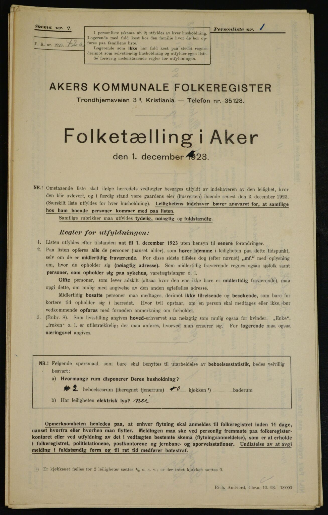 , Municipal Census 1923 for Aker, 1923, p. 36855