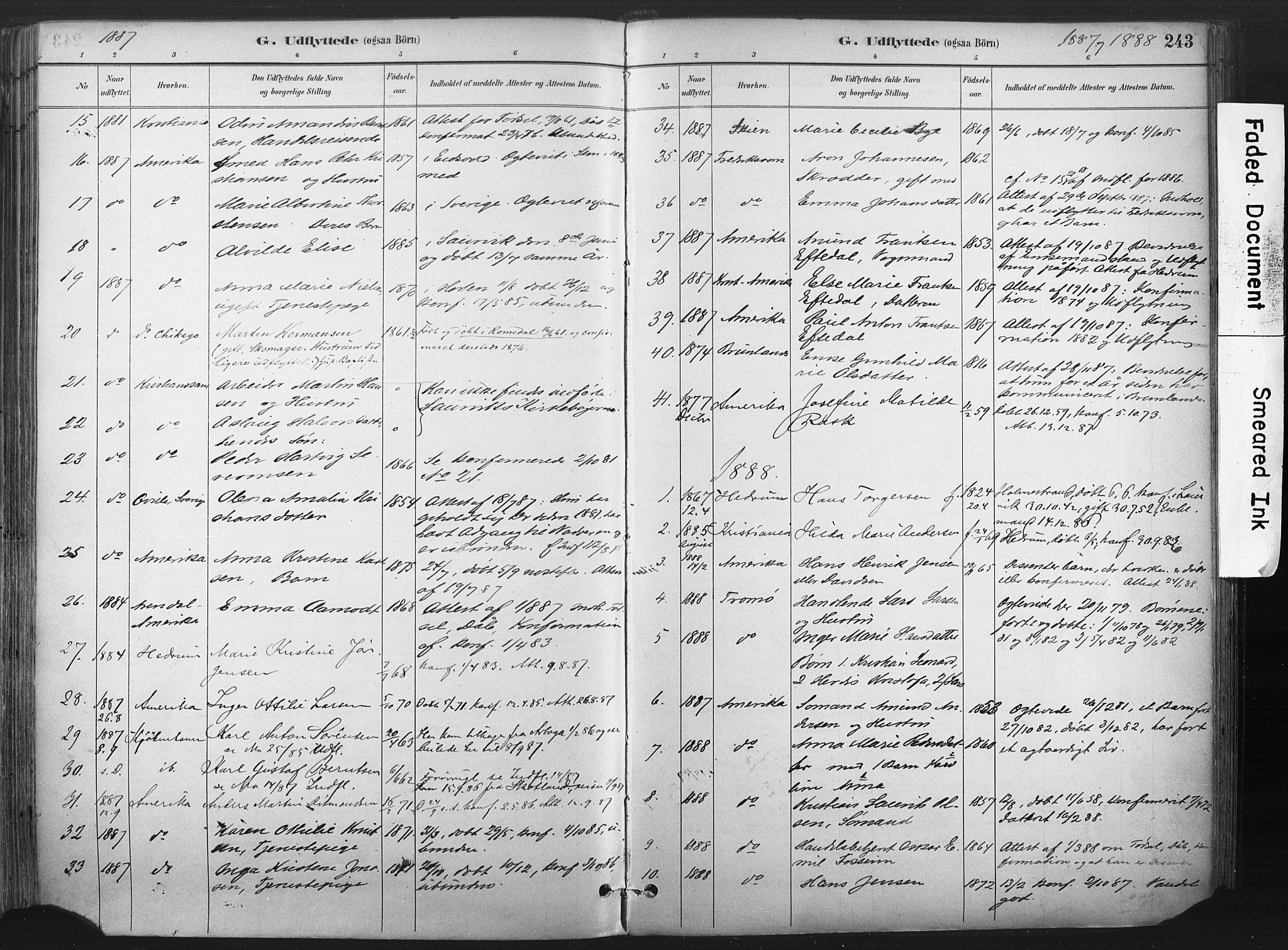 Larvik kirkebøker, AV/SAKO-A-352/F/Fa/L0010: Parish register (official) no. I 10, 1884-1910, p. 243